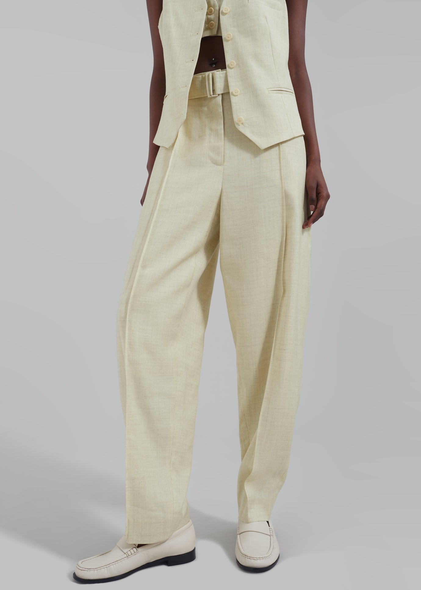 3.1 Phillip Lim Tailored Belted Tapered Trousers - Limoncello - 1