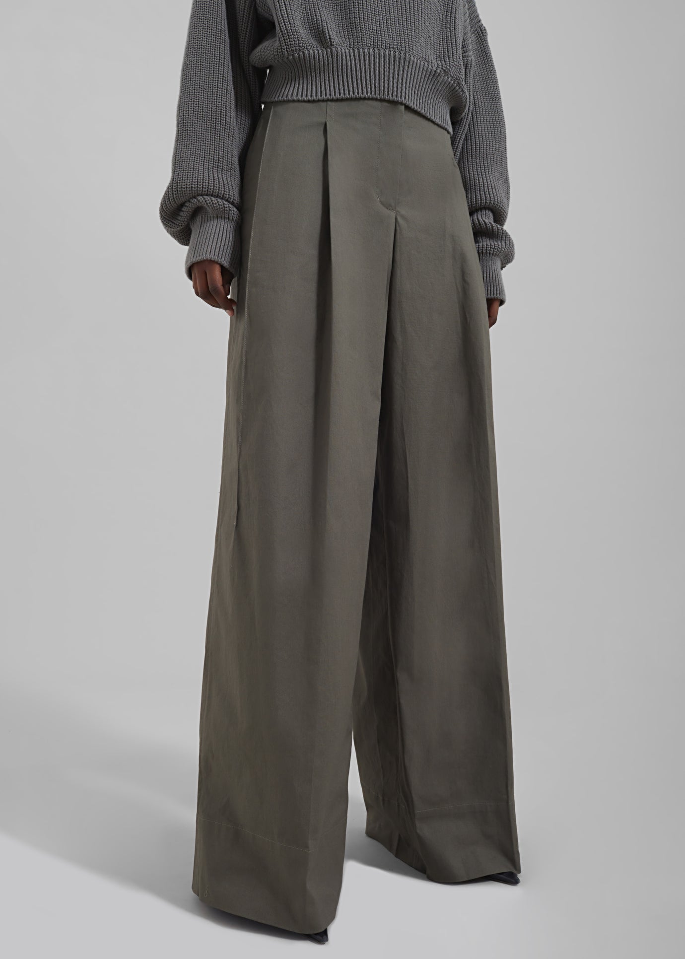 3.1 Phillip Lim Double Pleated Wide Leg Trousers - Army - 1