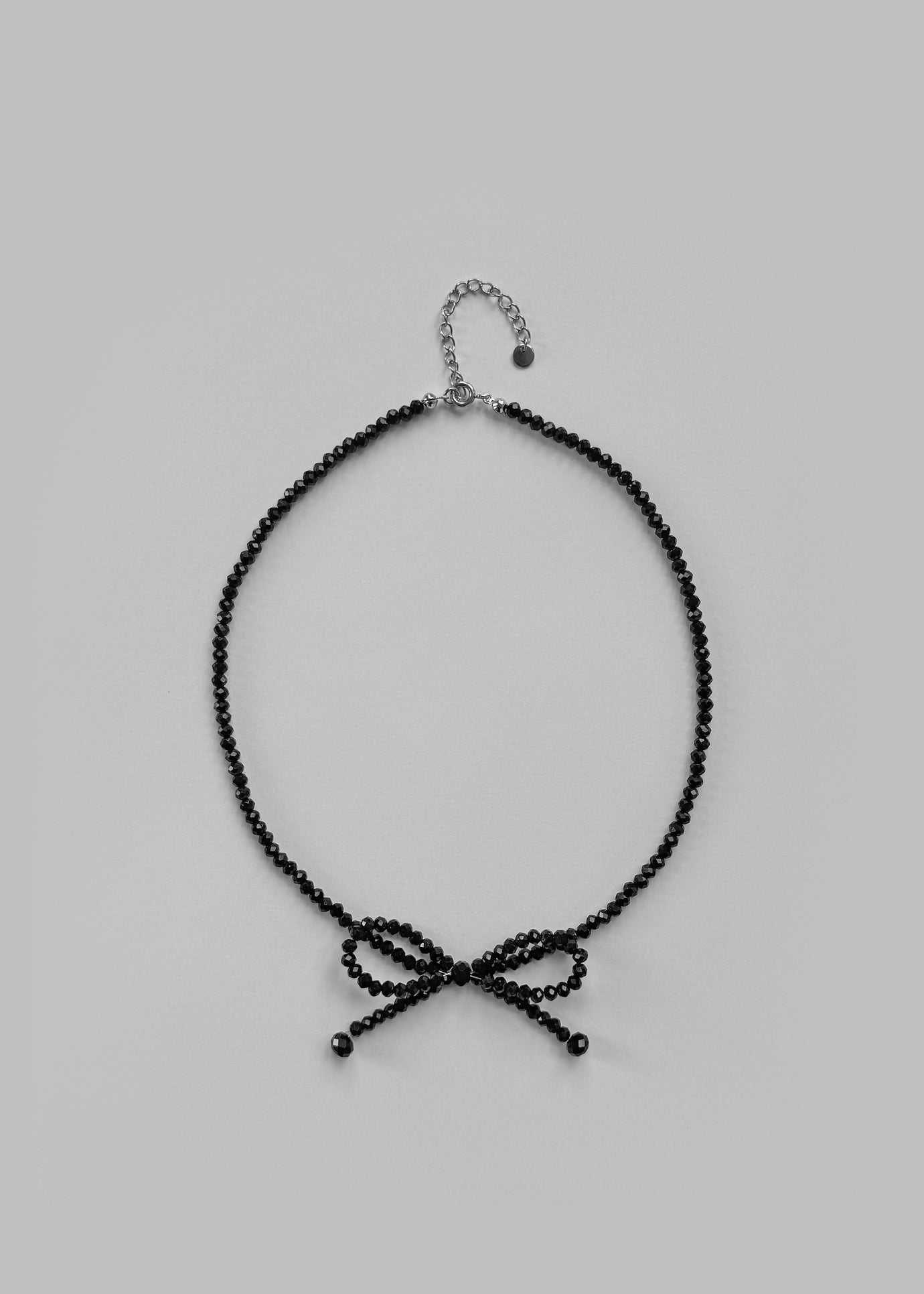 Adelphine Beaded Bow Necklace - Black