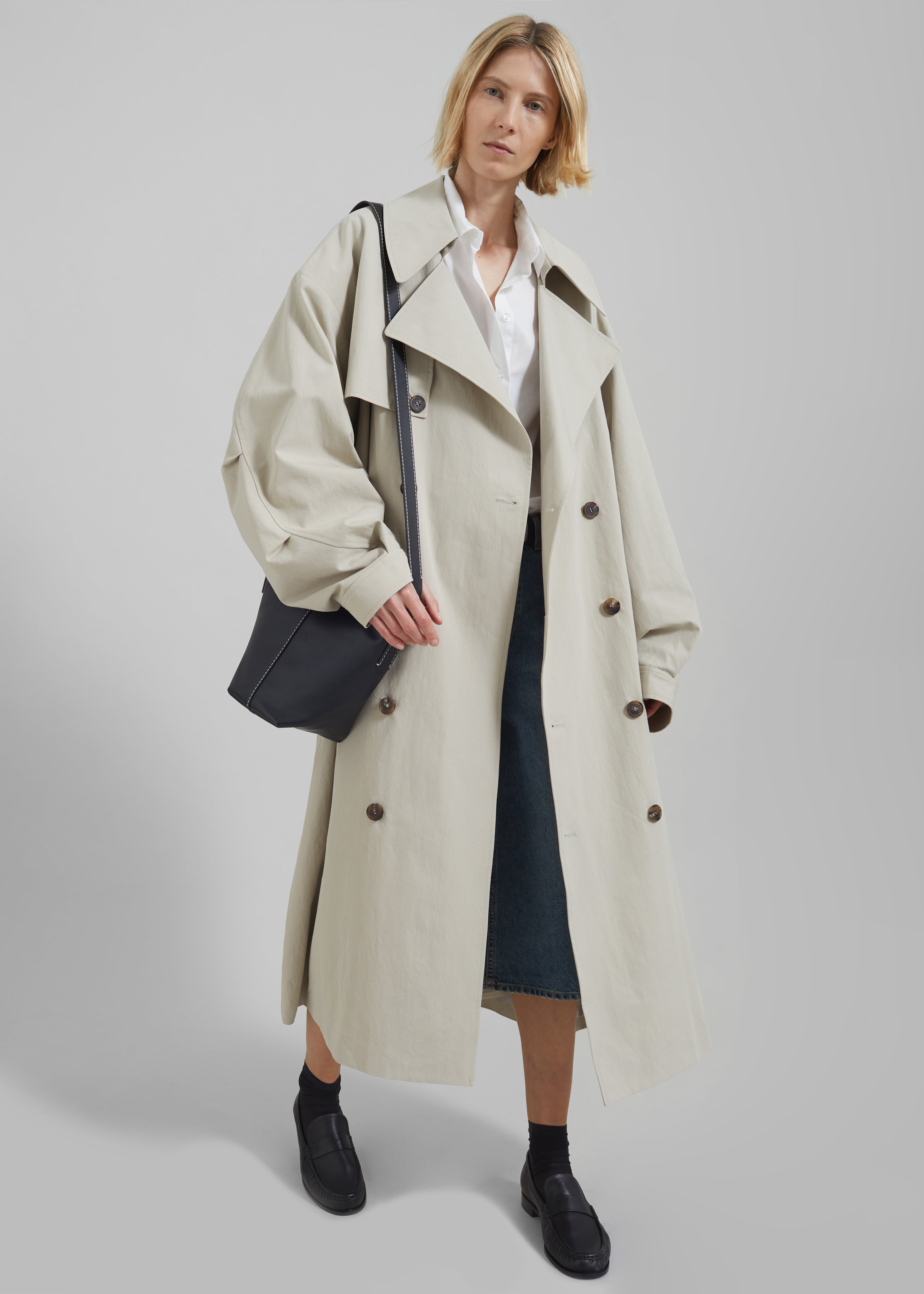Anika Double Breasted Trench Coat - Beige - 7