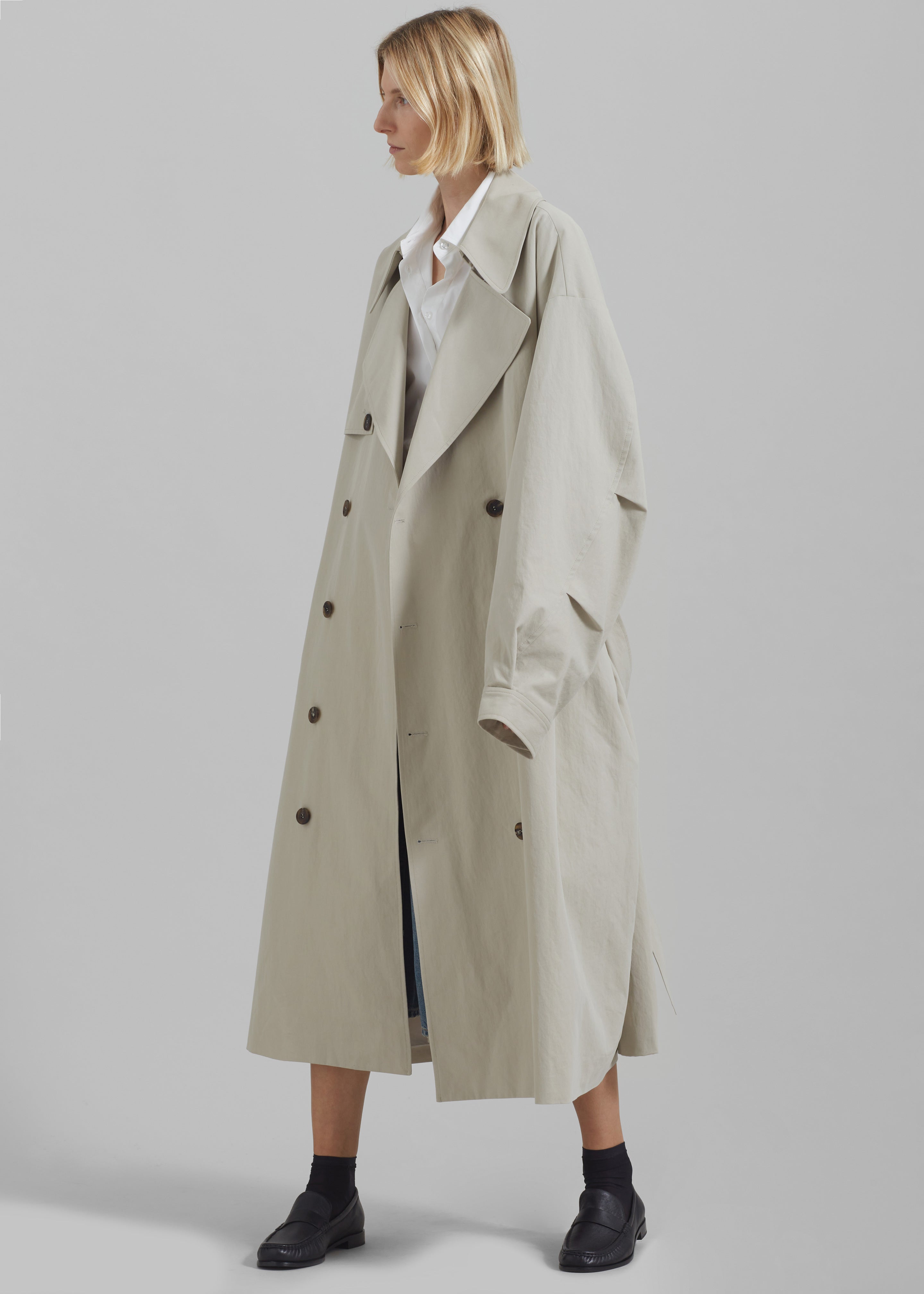 Anika Double Breasted Trench Coat - Beige - 2