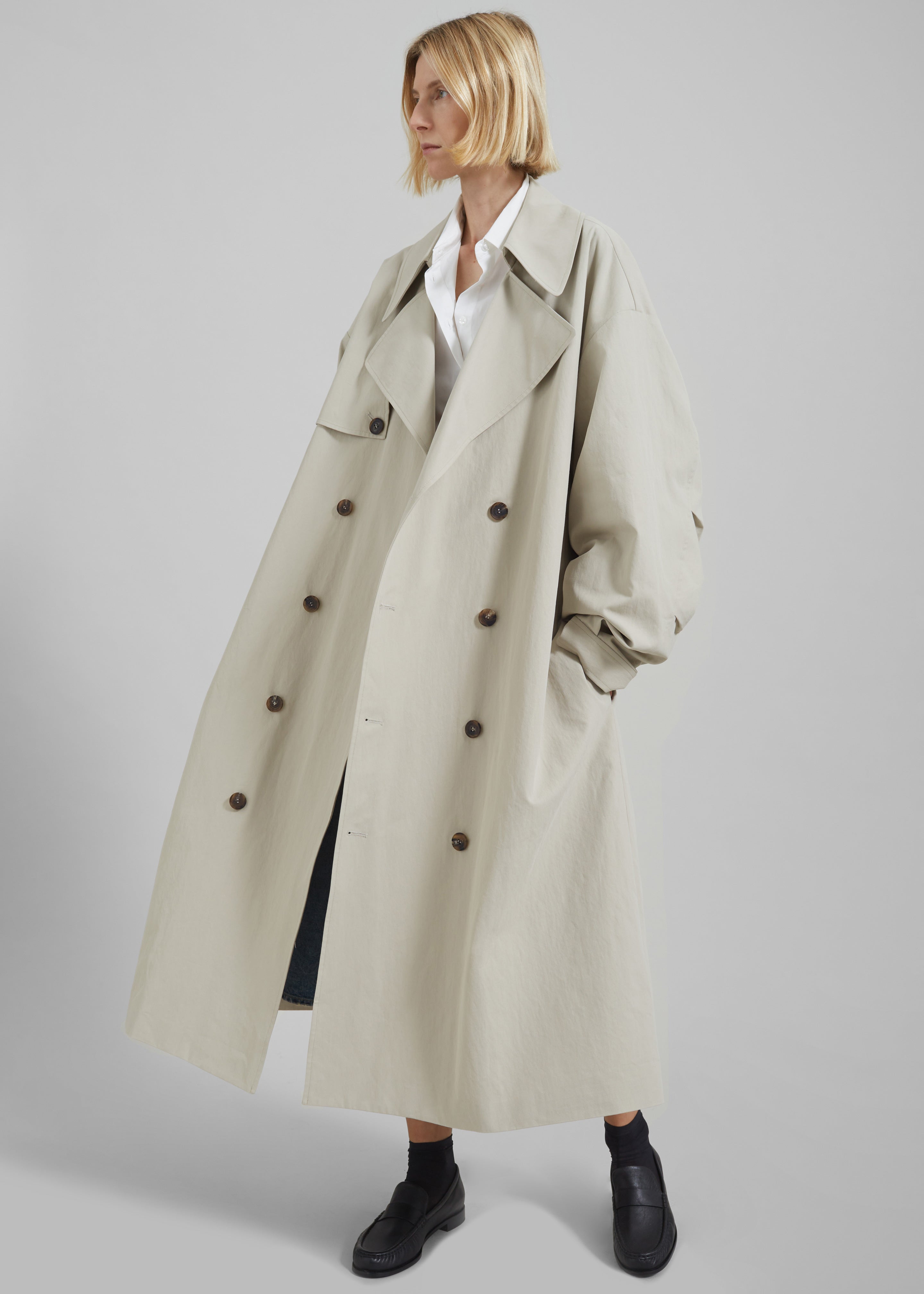 Anika Double Breasted Trench Coat - Beige - 4