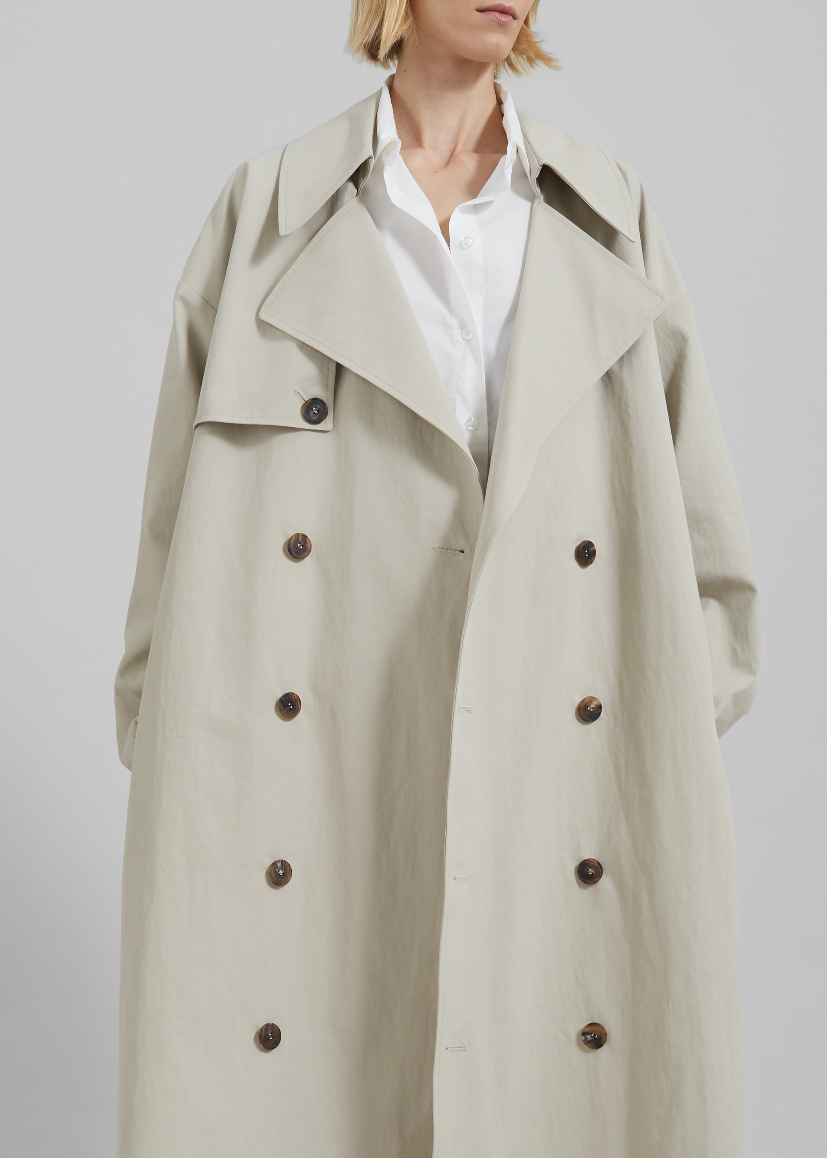 Anika Double Breasted Trench Coat - Beige - 6