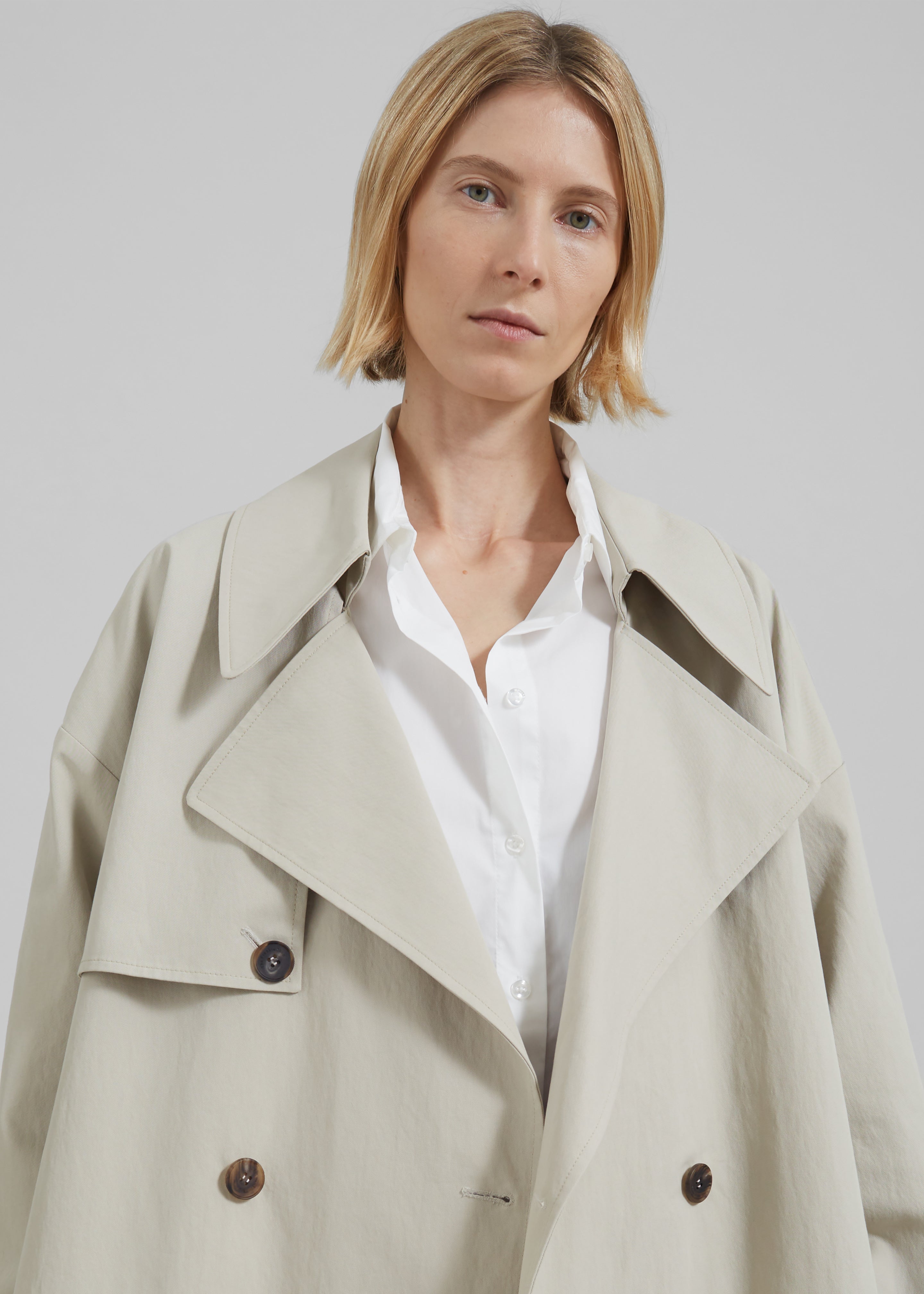 Anika Double Breasted Trench Coat - Beige - 3