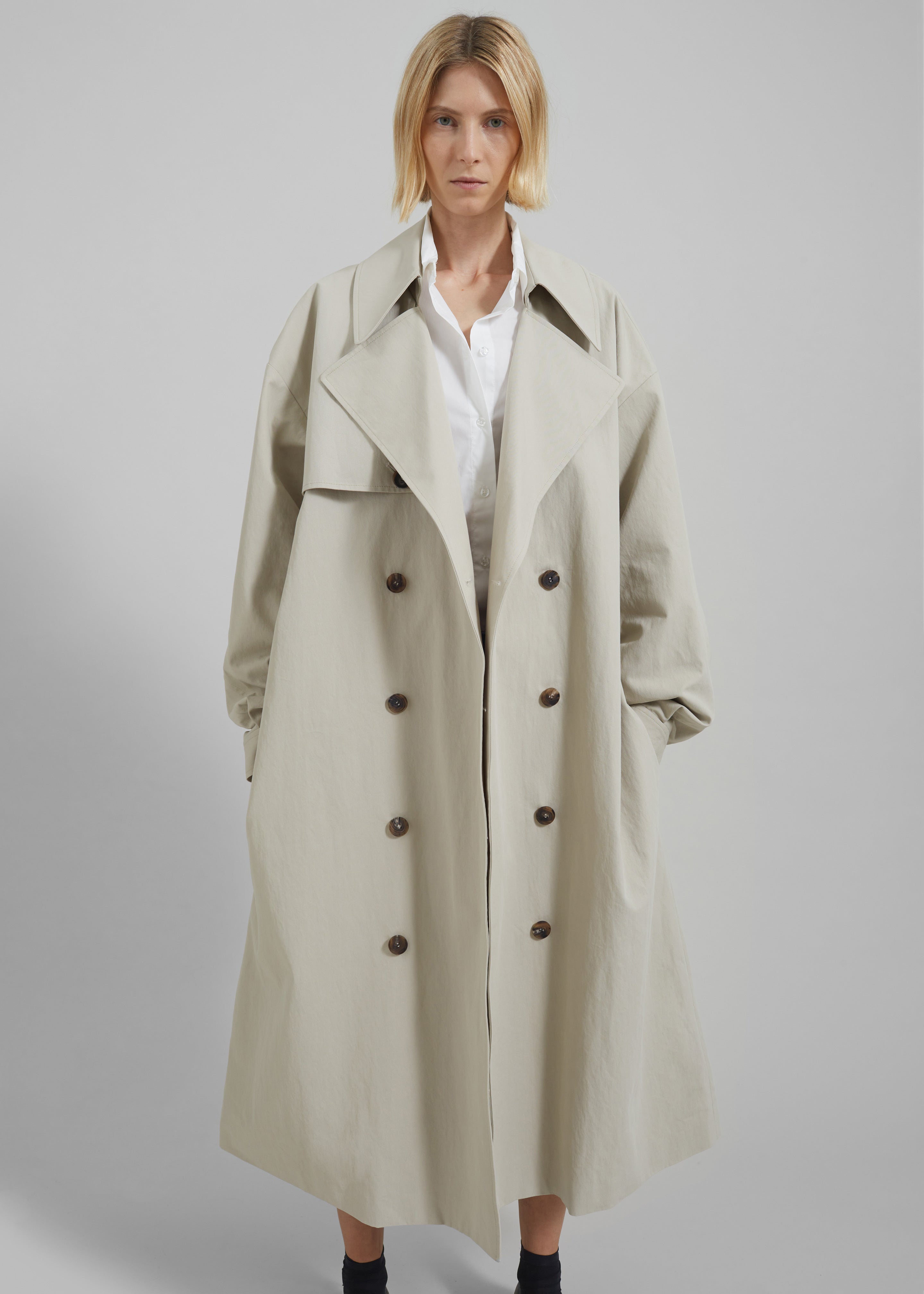 Anika Double Breasted Trench Coat - Beige - 5