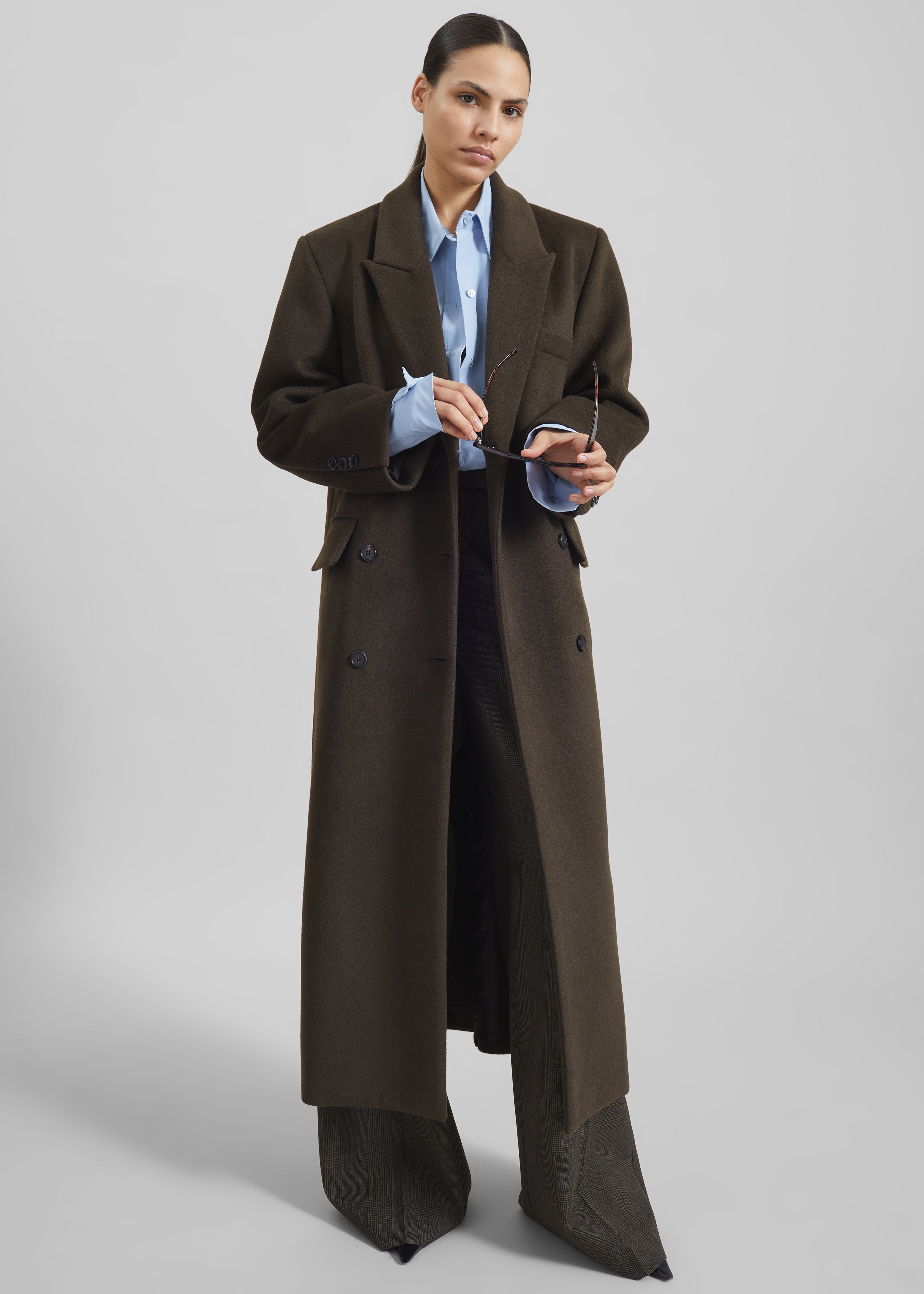 Atlin Wool Double-Breasted Coat - Brown – The Frankie Shop