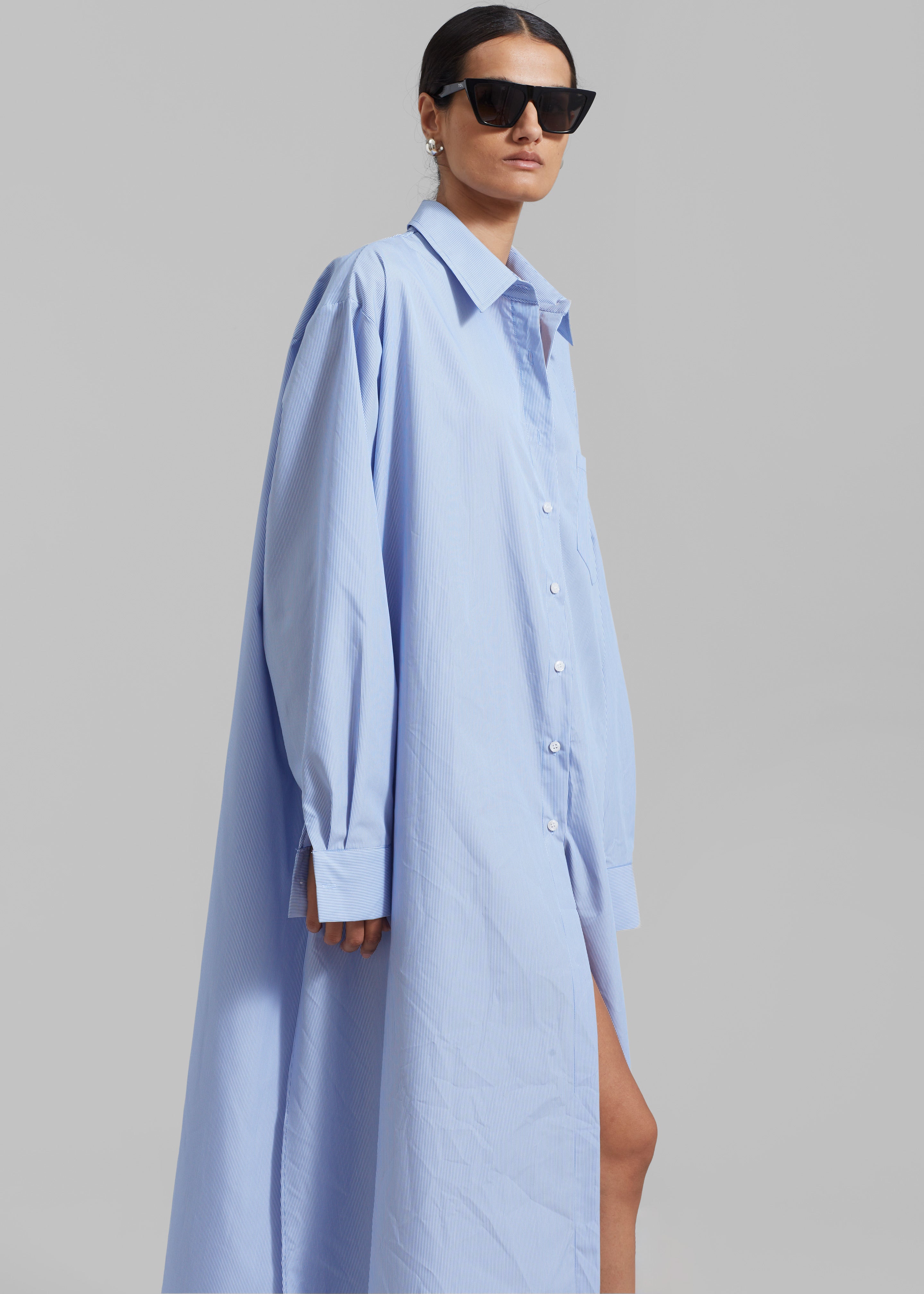 Avery Shirt Dress - Blue Stripe The Frankie Shop Avery Shirt Dress - Blue Stripe The Frankie Shop