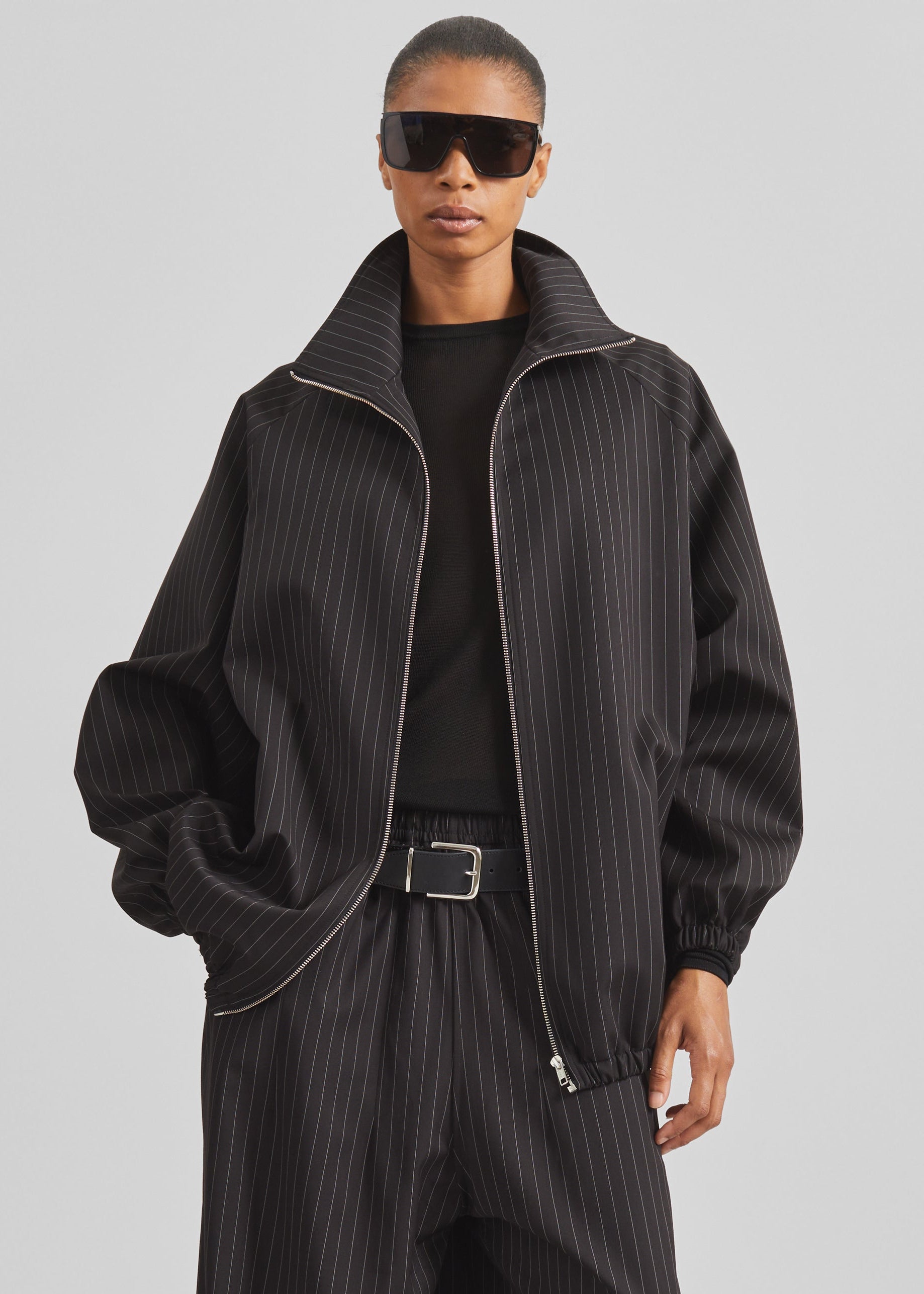 Baxter Track Jacket - Black/White Pinstripe – The Frankie Shop