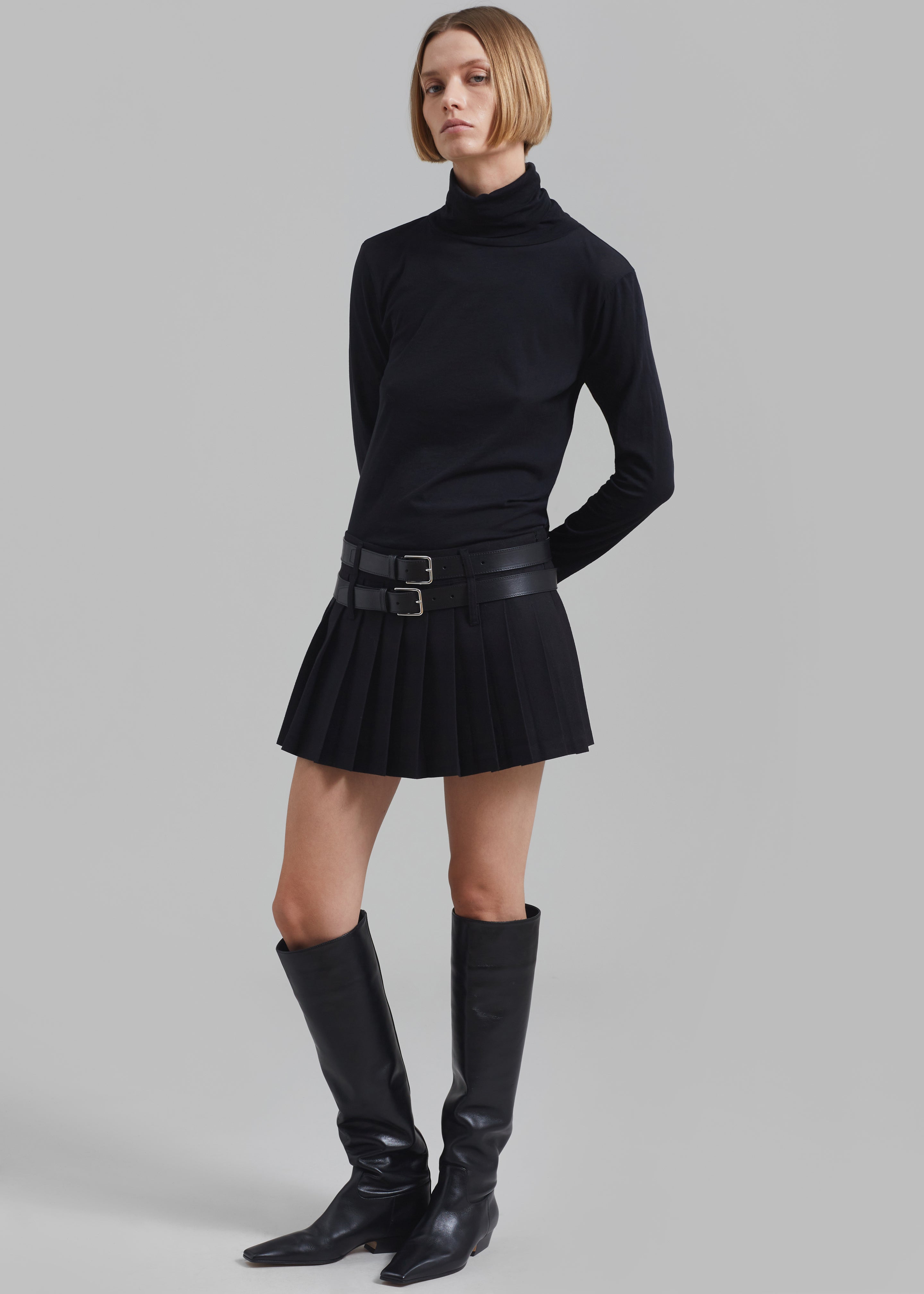 Blake Mini Pleated Skirt - Black - 1