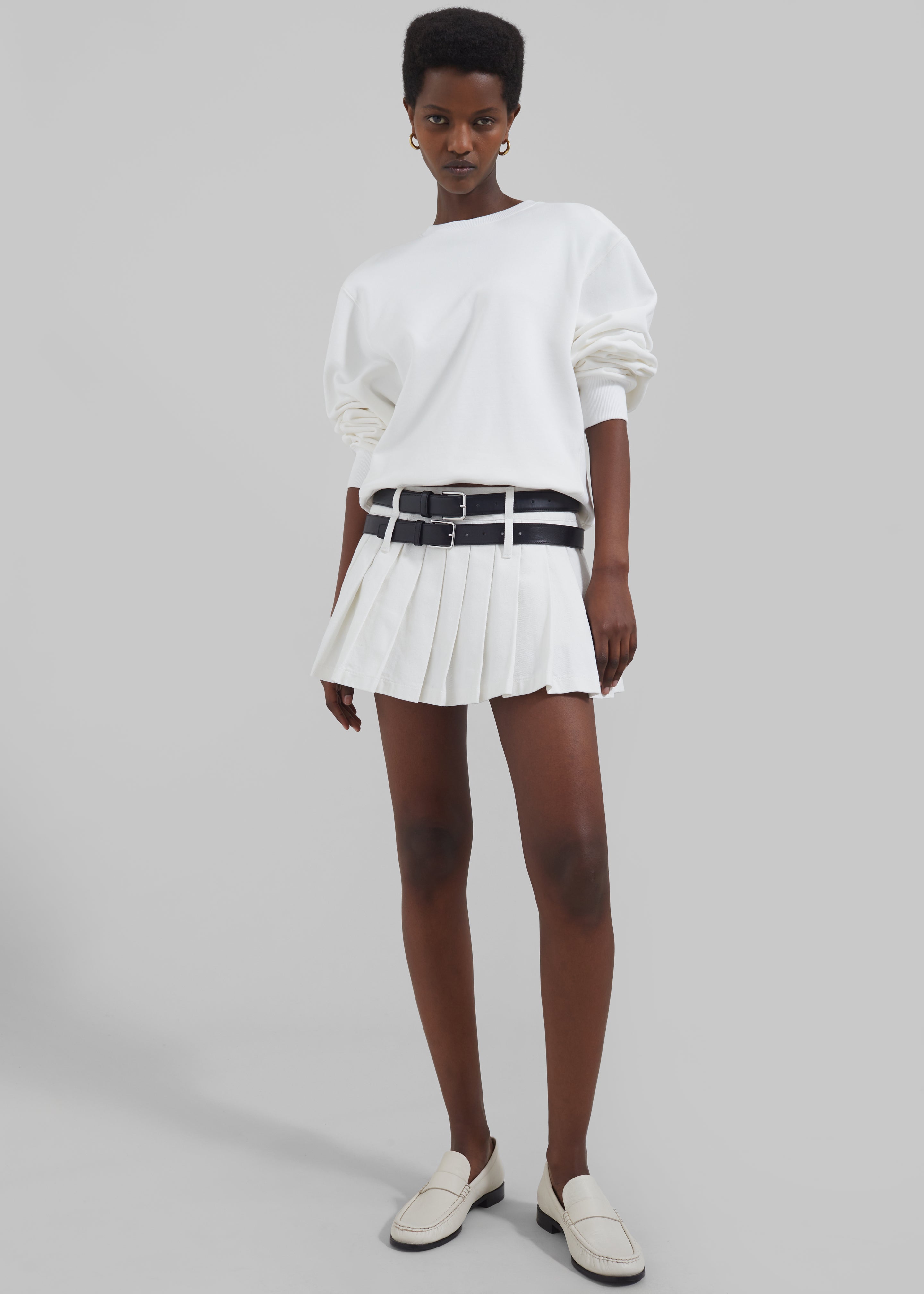 Blake Pleated Mini Skirt - White - 2