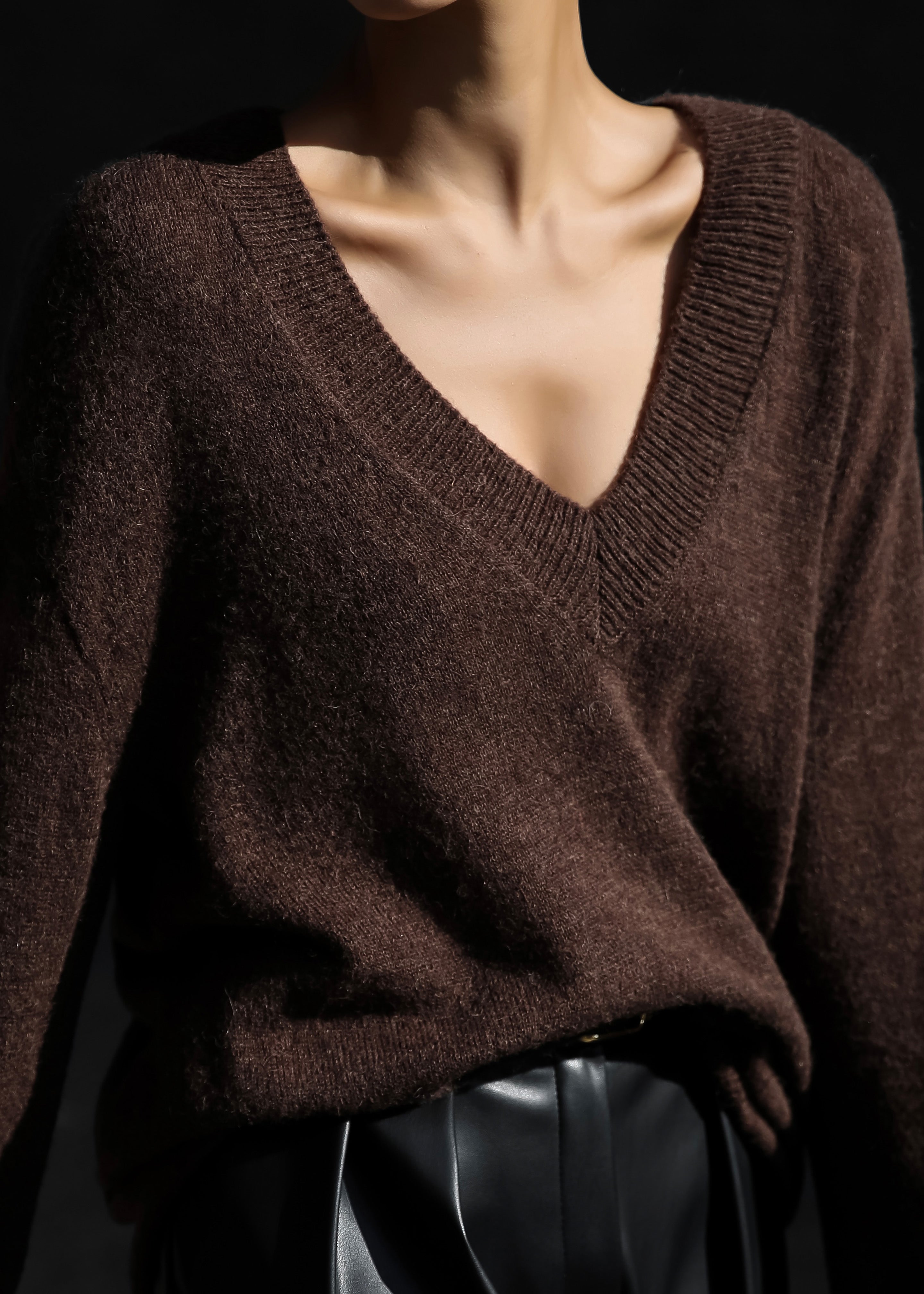 Brayden V Neck Sweater - Brown - 3