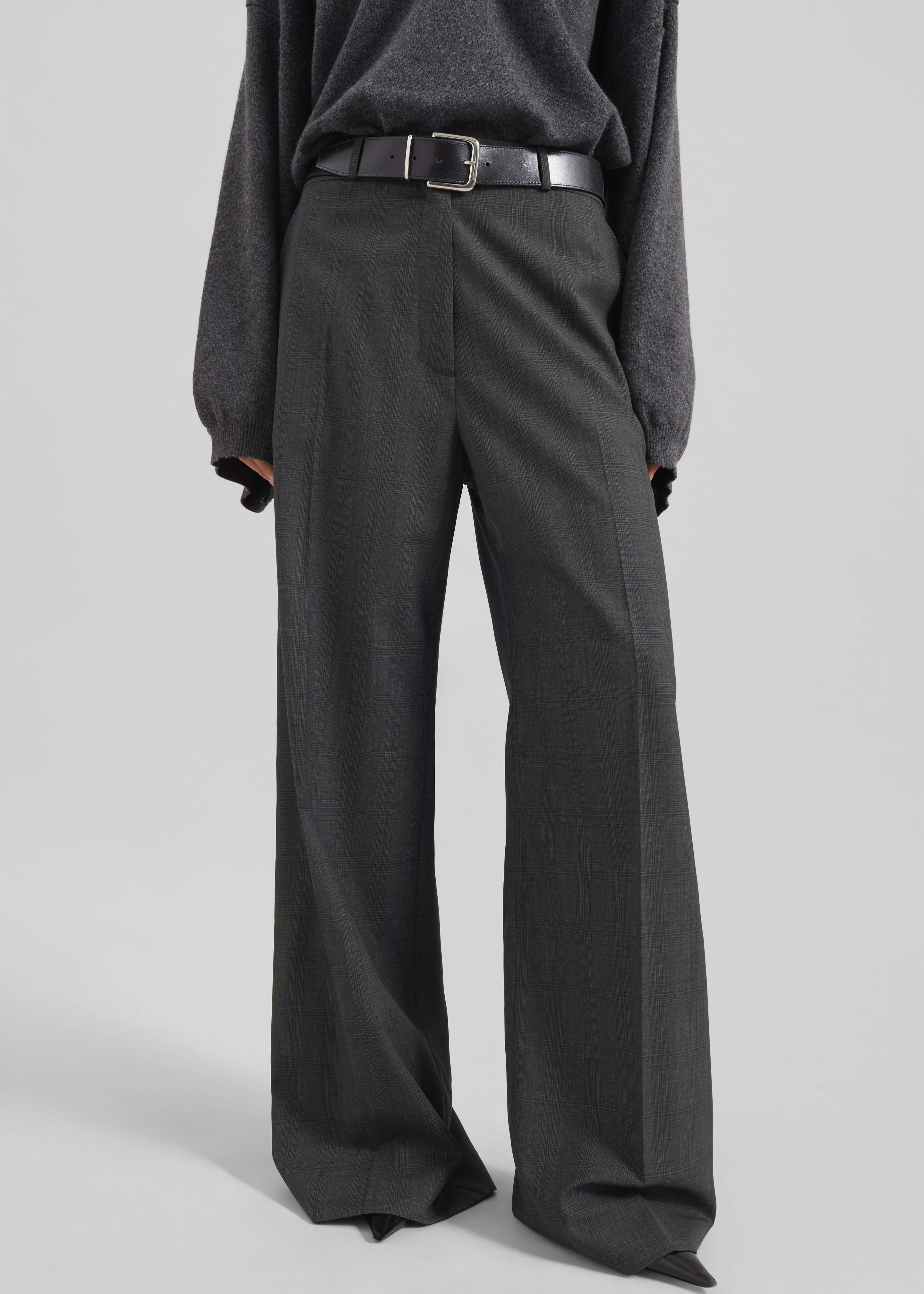 Brickell Plaid Trousers - Dark Grey – The Frankie Shop