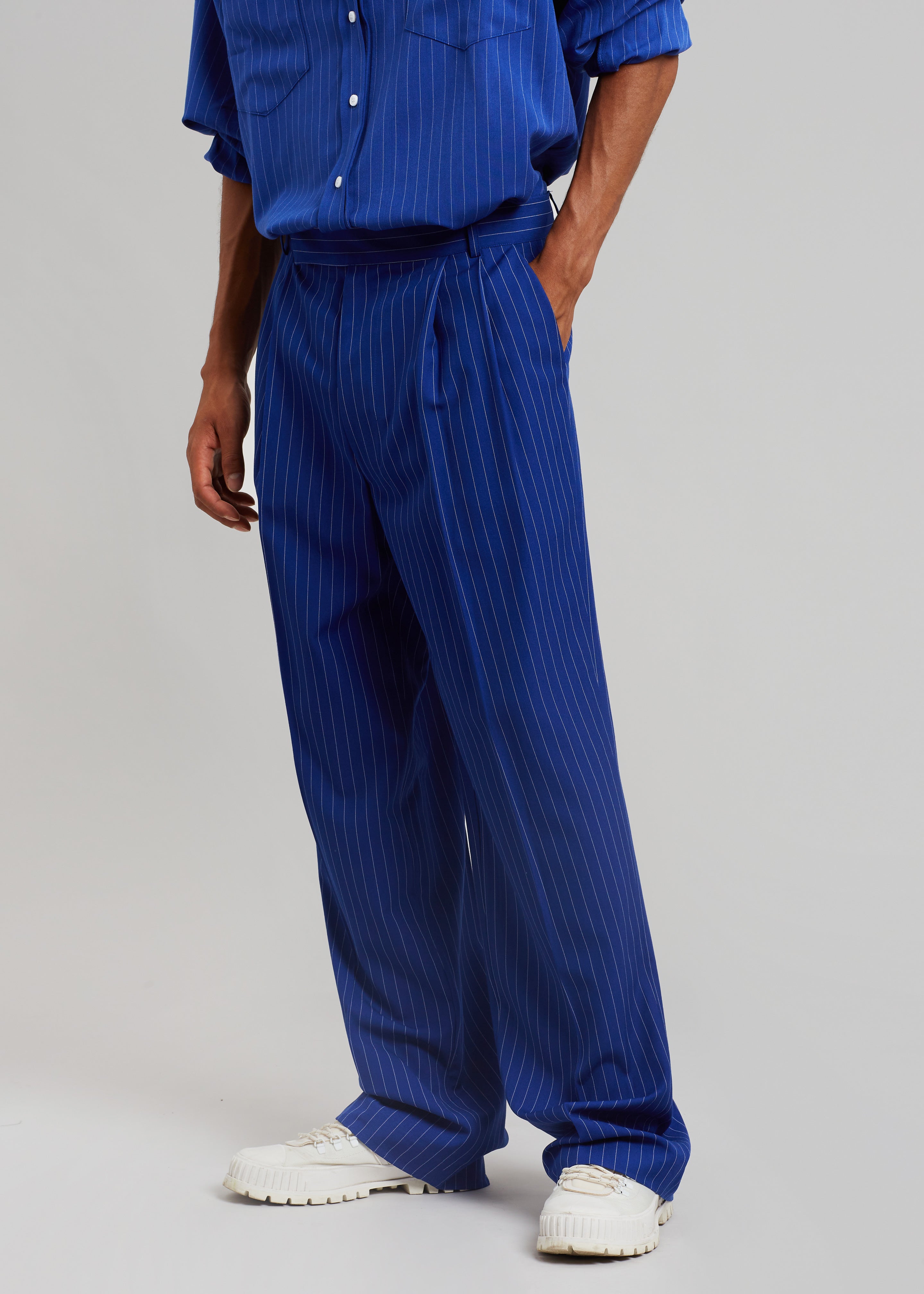 Beo Fluid Stripe Suit Pants - Deep Blue - 5