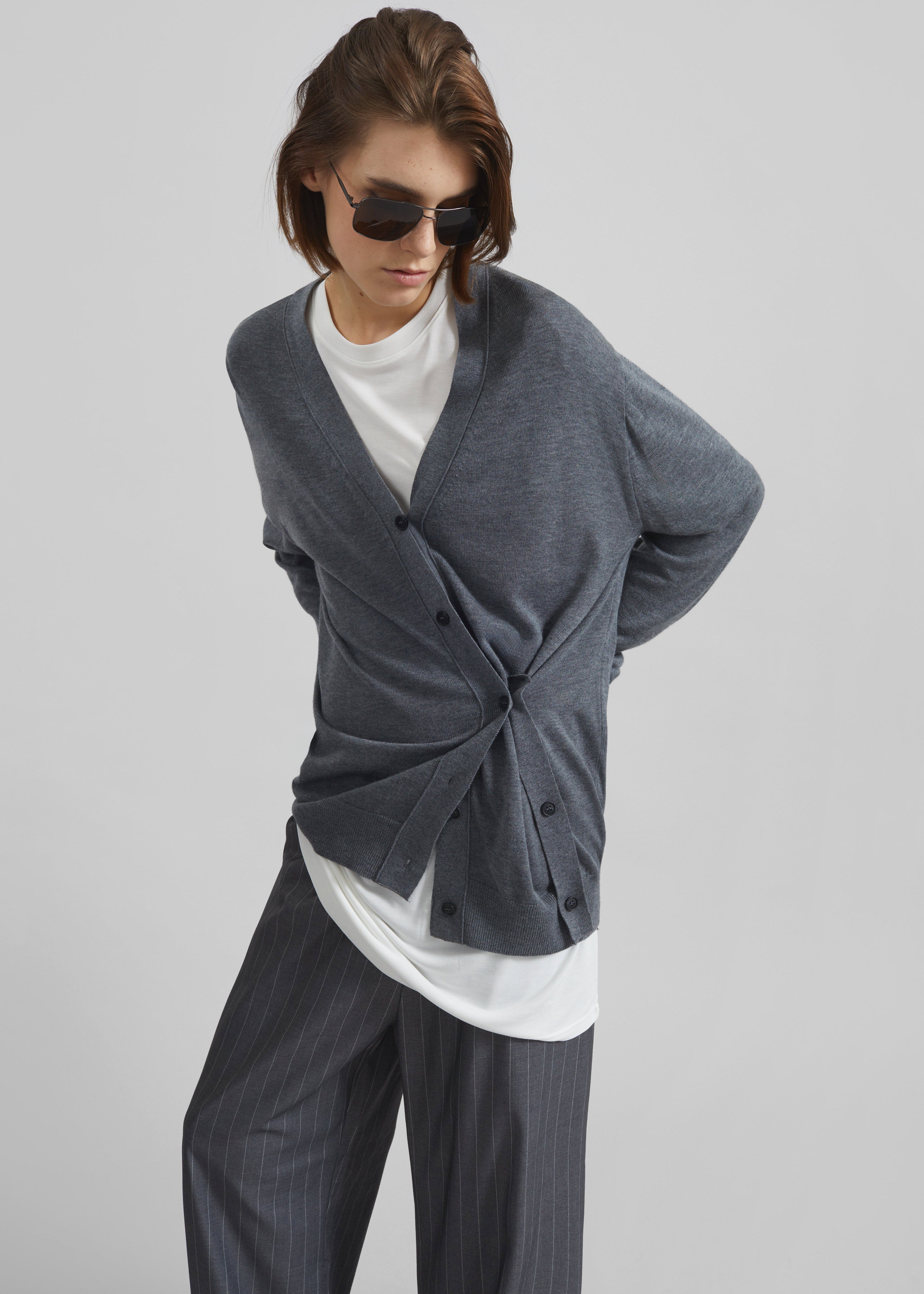 Calvane Two-Way Cardigan - Grey – The Frankie Shop