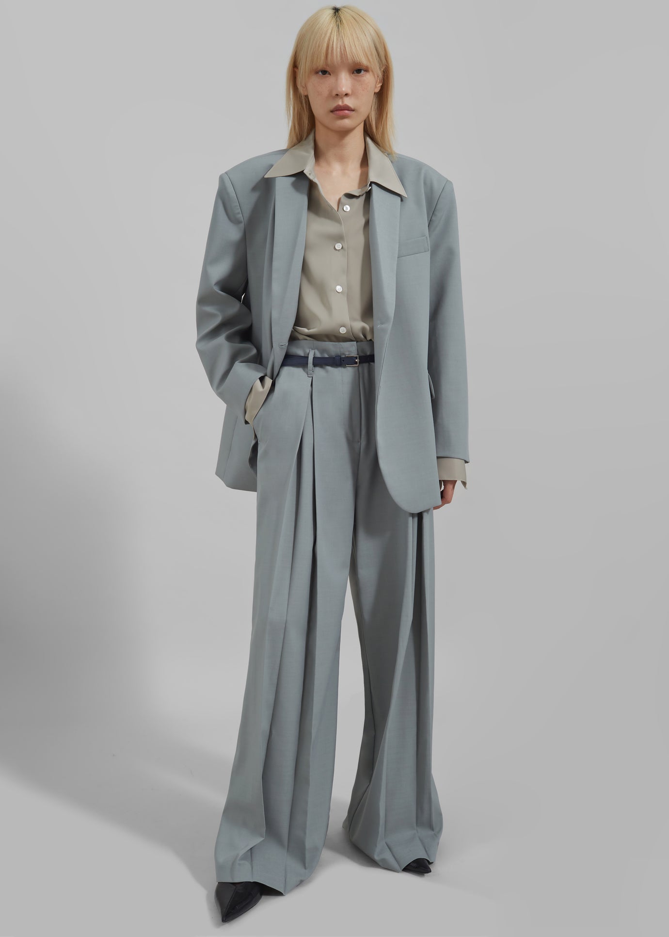 Caris Belted Trousers - Grey