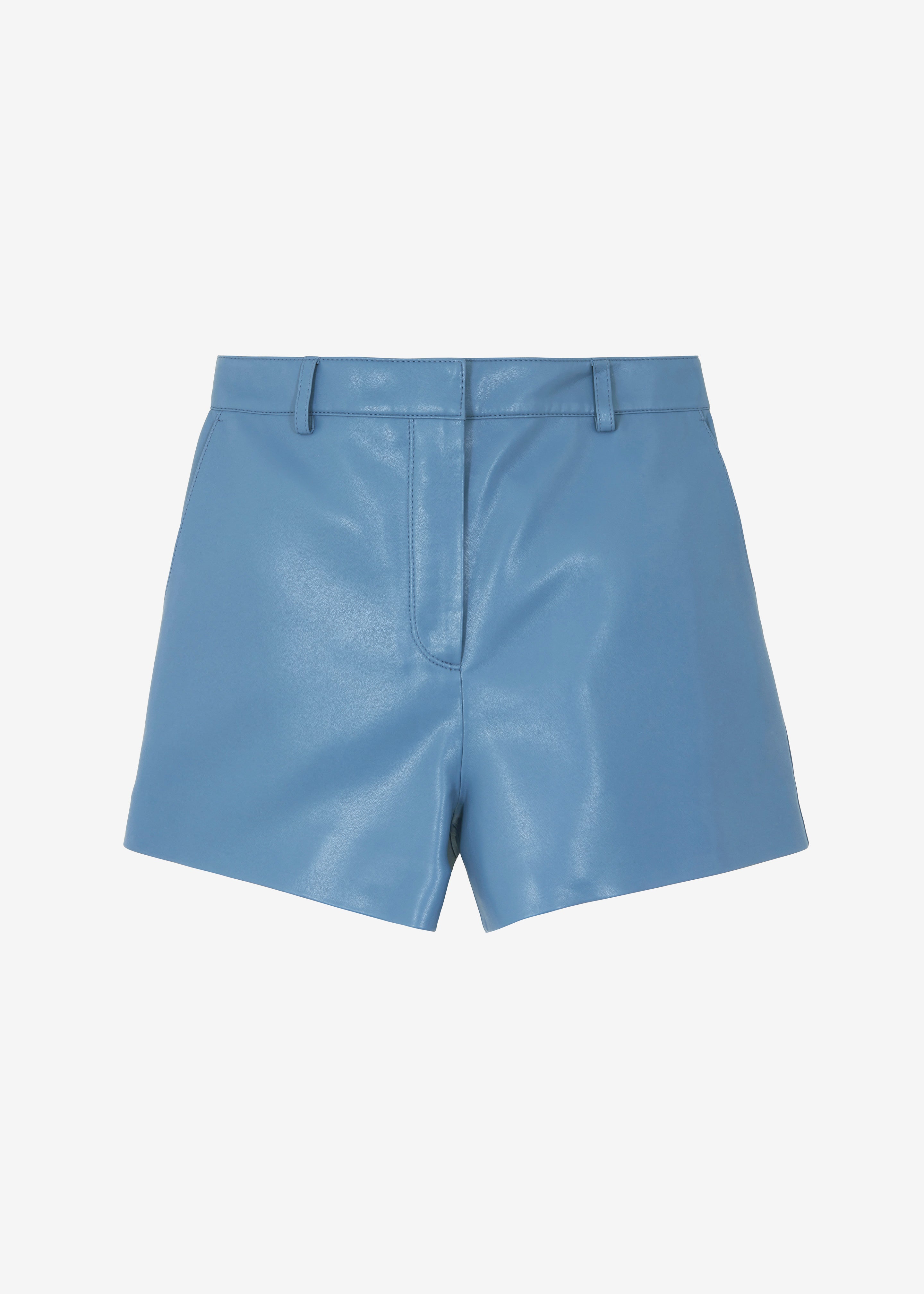 Cassie Faux Leather Mini Shorts - Blue - 11