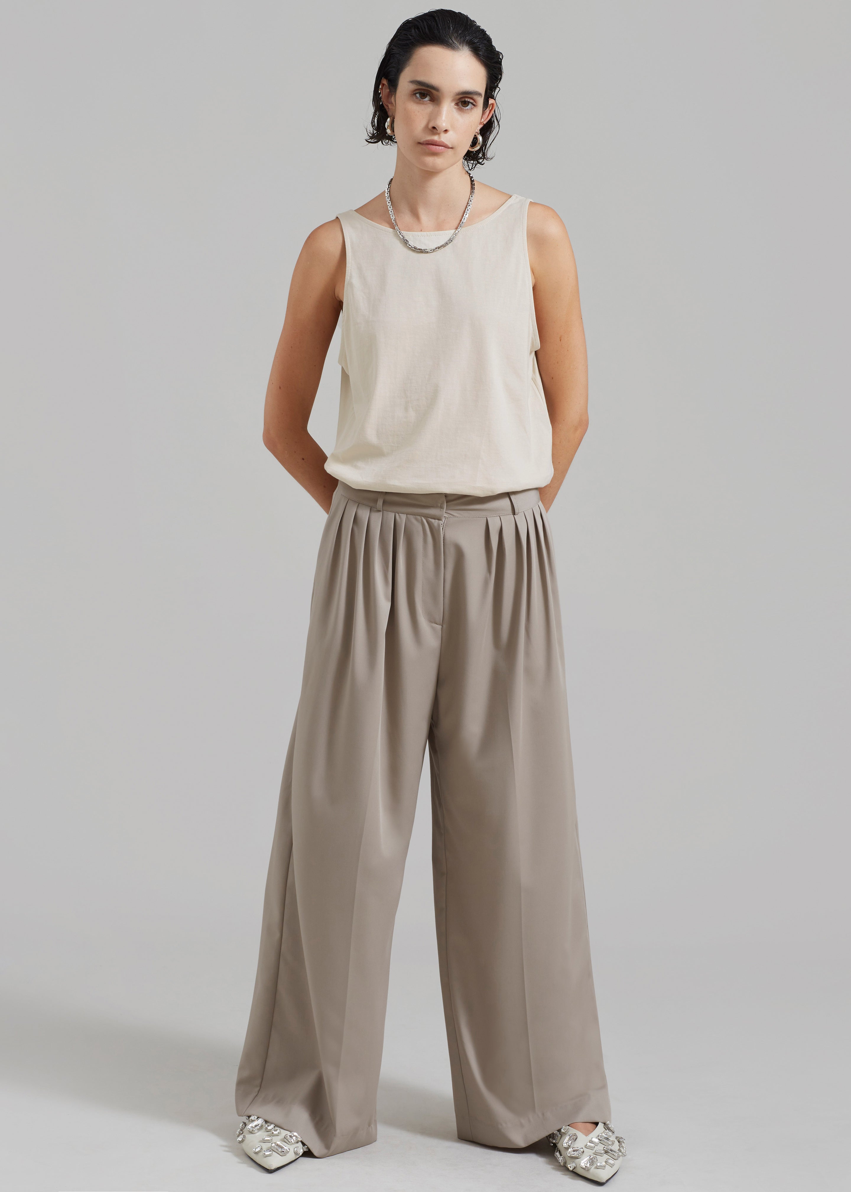 Catalina Pleated Trousers - Grey - 8