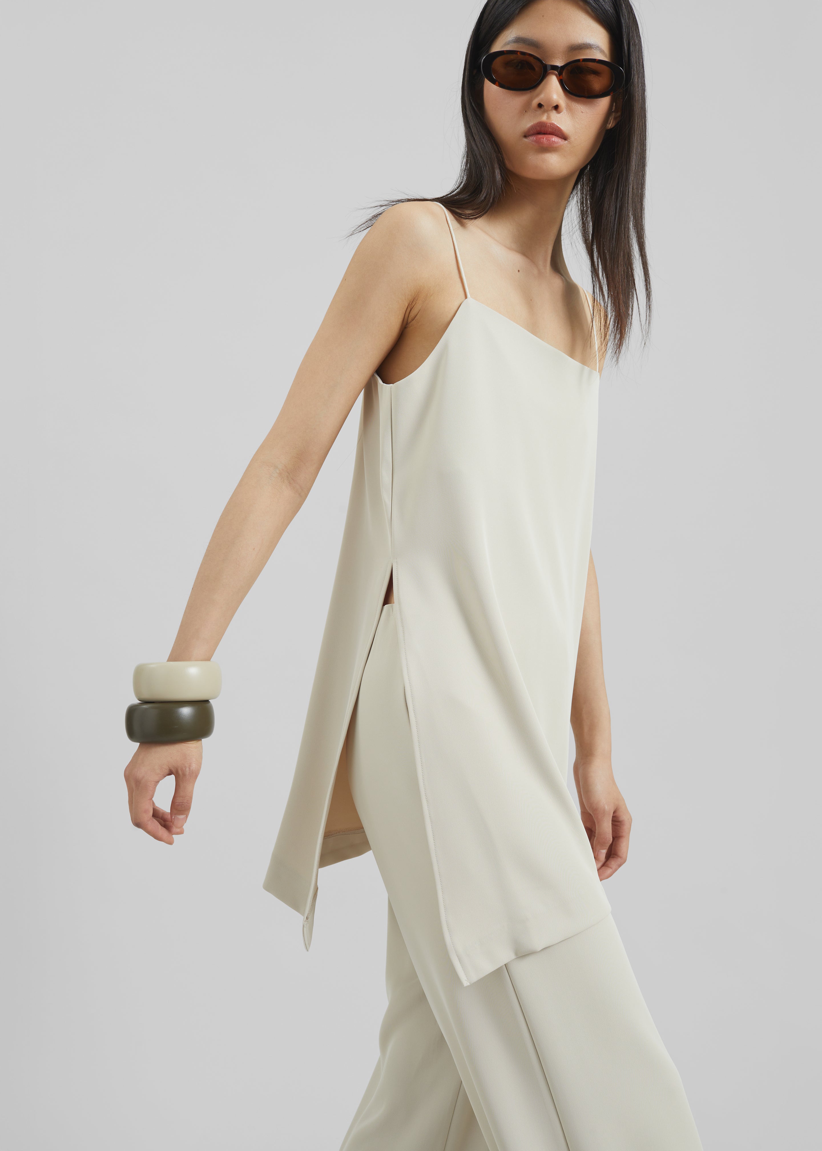 Celano Slit Asymmetric Top - Light Beige