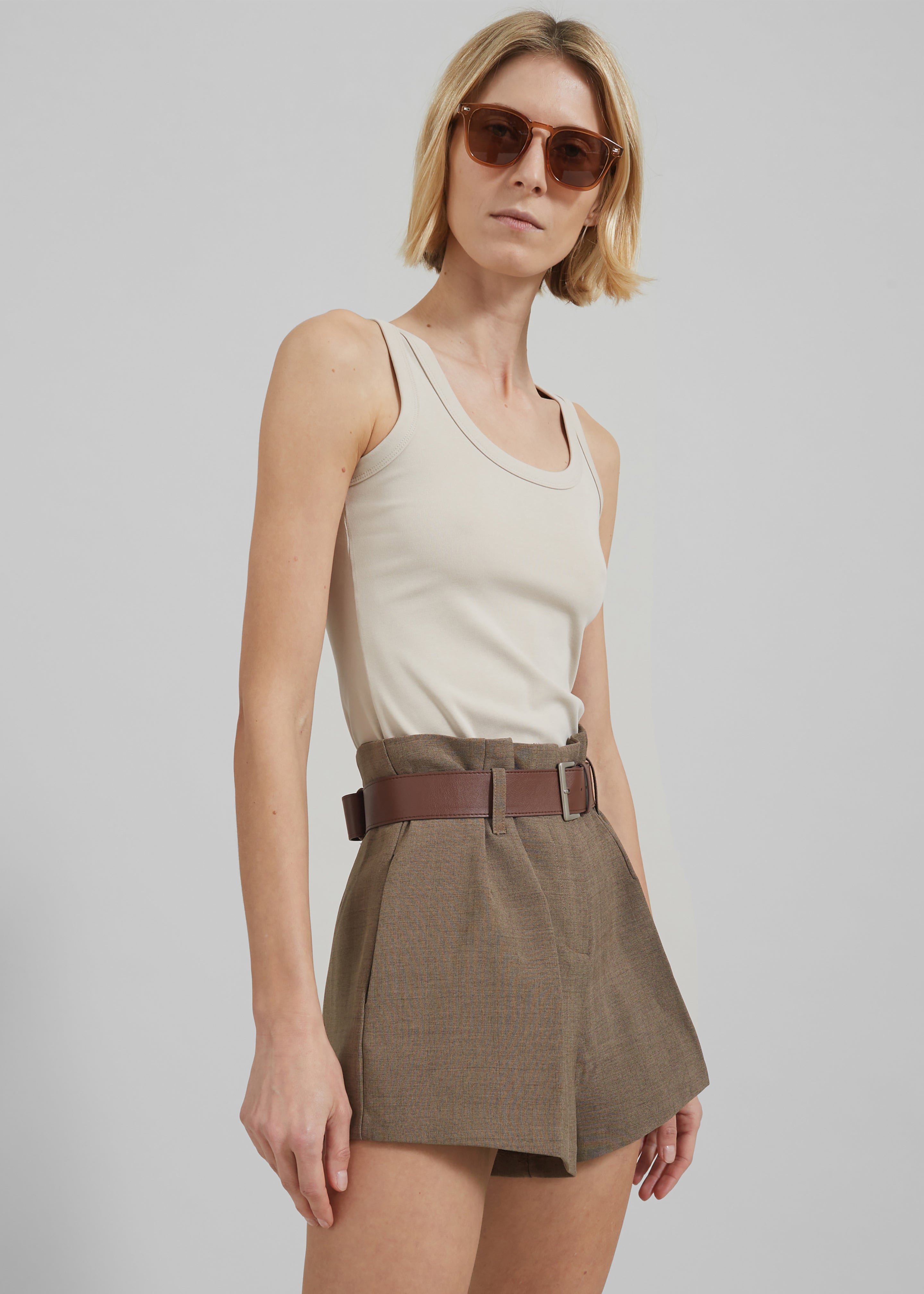 Chappell Belted Shorts - Brown - 6