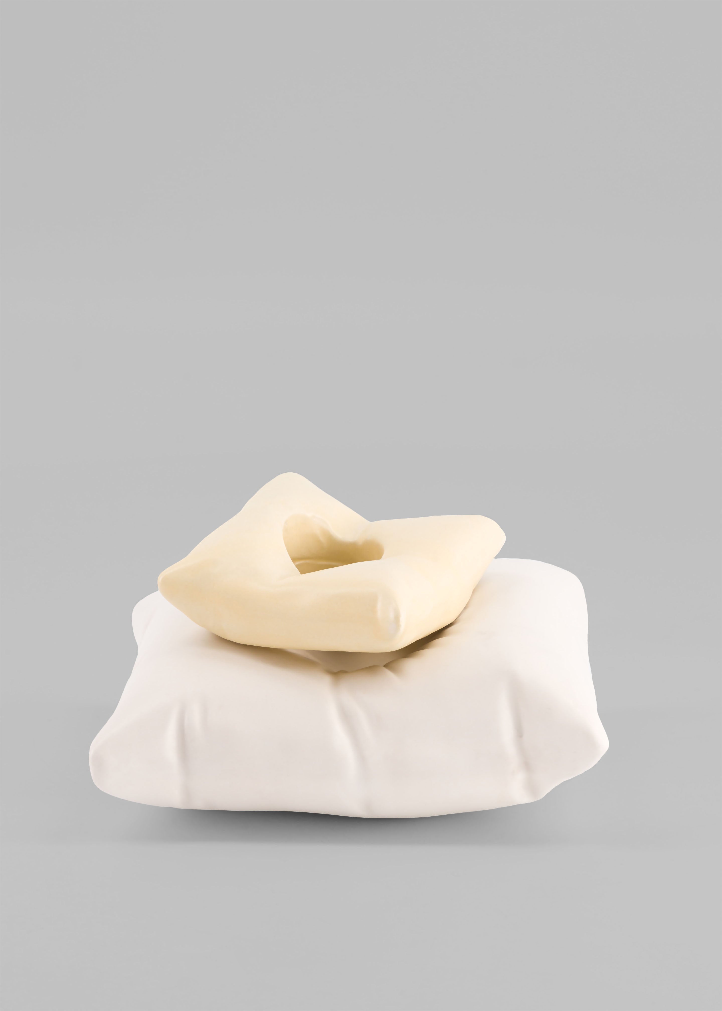 Completedworks Stacked Cushion Candle Holder - Matte White/Yellow - 4