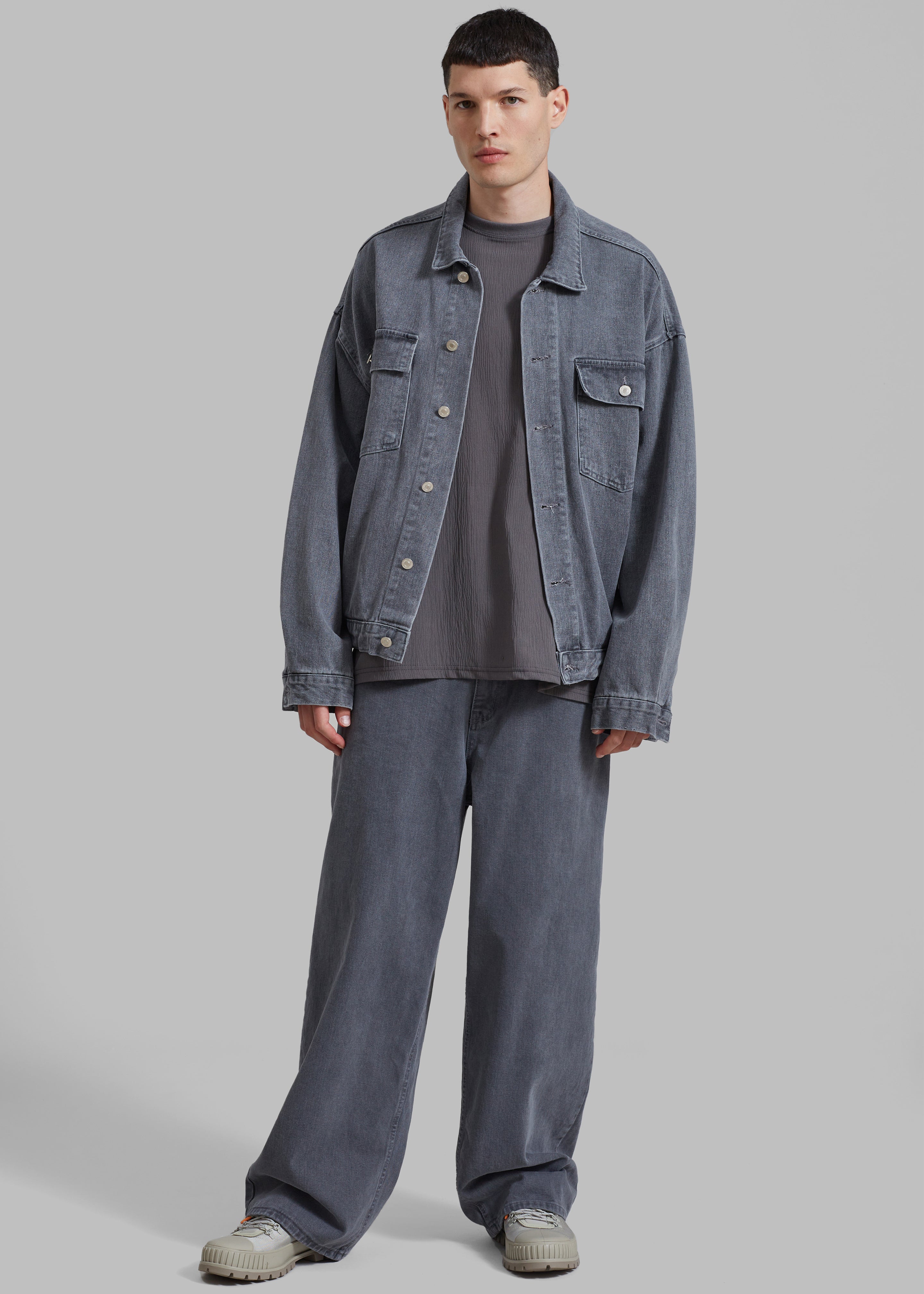Connor Oversized Denim Jacket - Grey Wash - 3