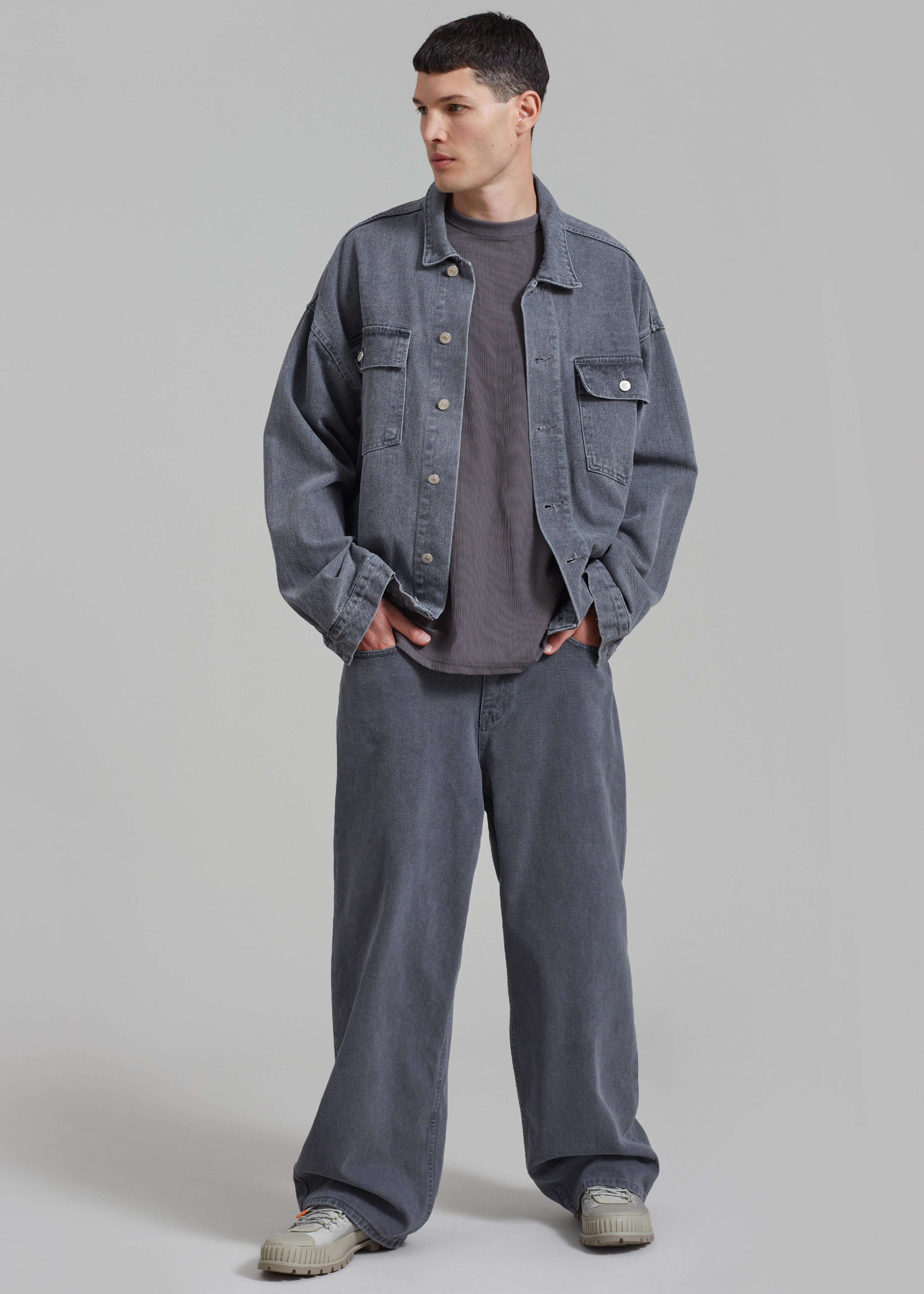 Connor Oversized Denim Jacket - Grey Wash - 5