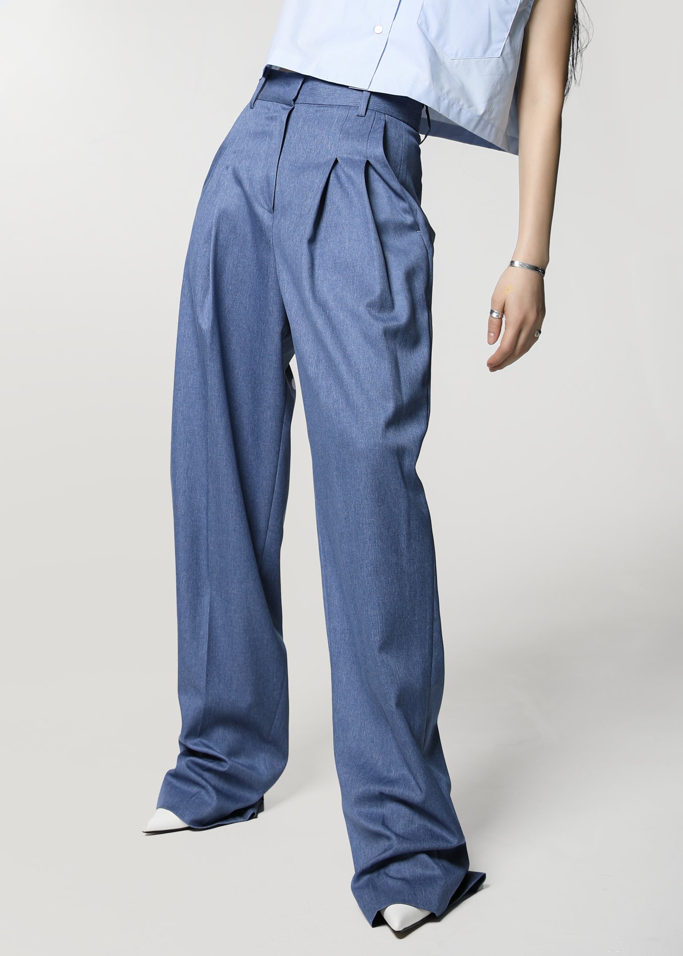Cooper Pintuck Trousers - Blue - 1