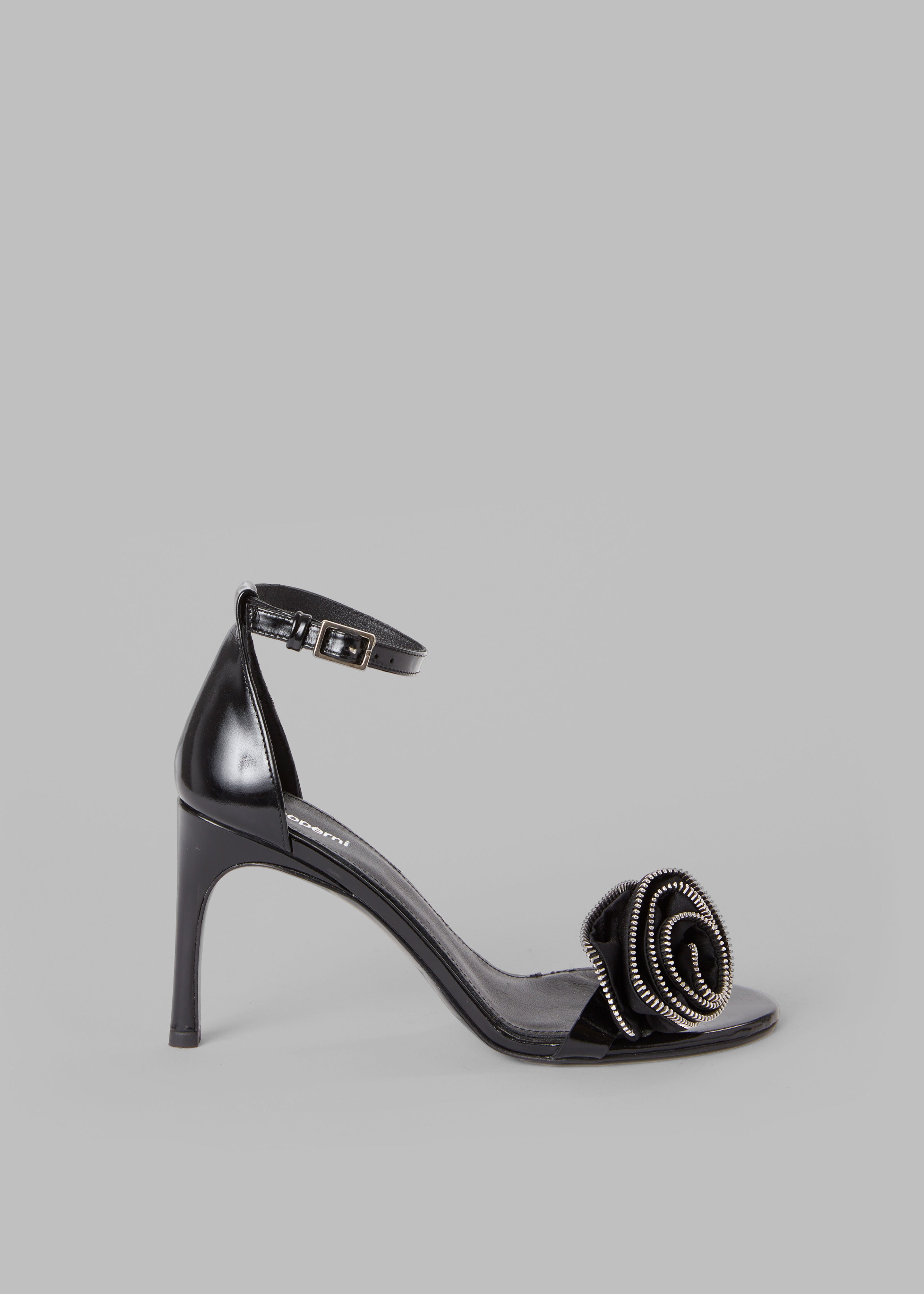 Coperni Flower Skinny Strap Logo Sandals - Black - 5