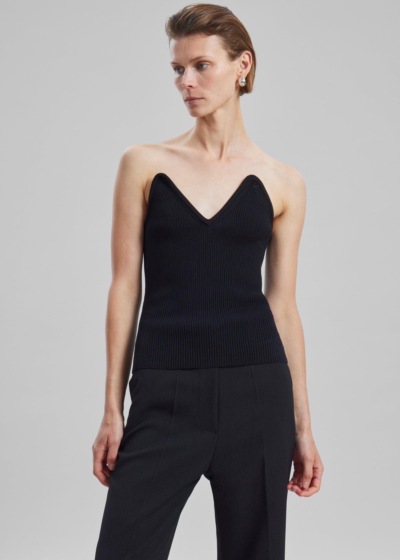 Coperni Knitted Bustier Top - Black