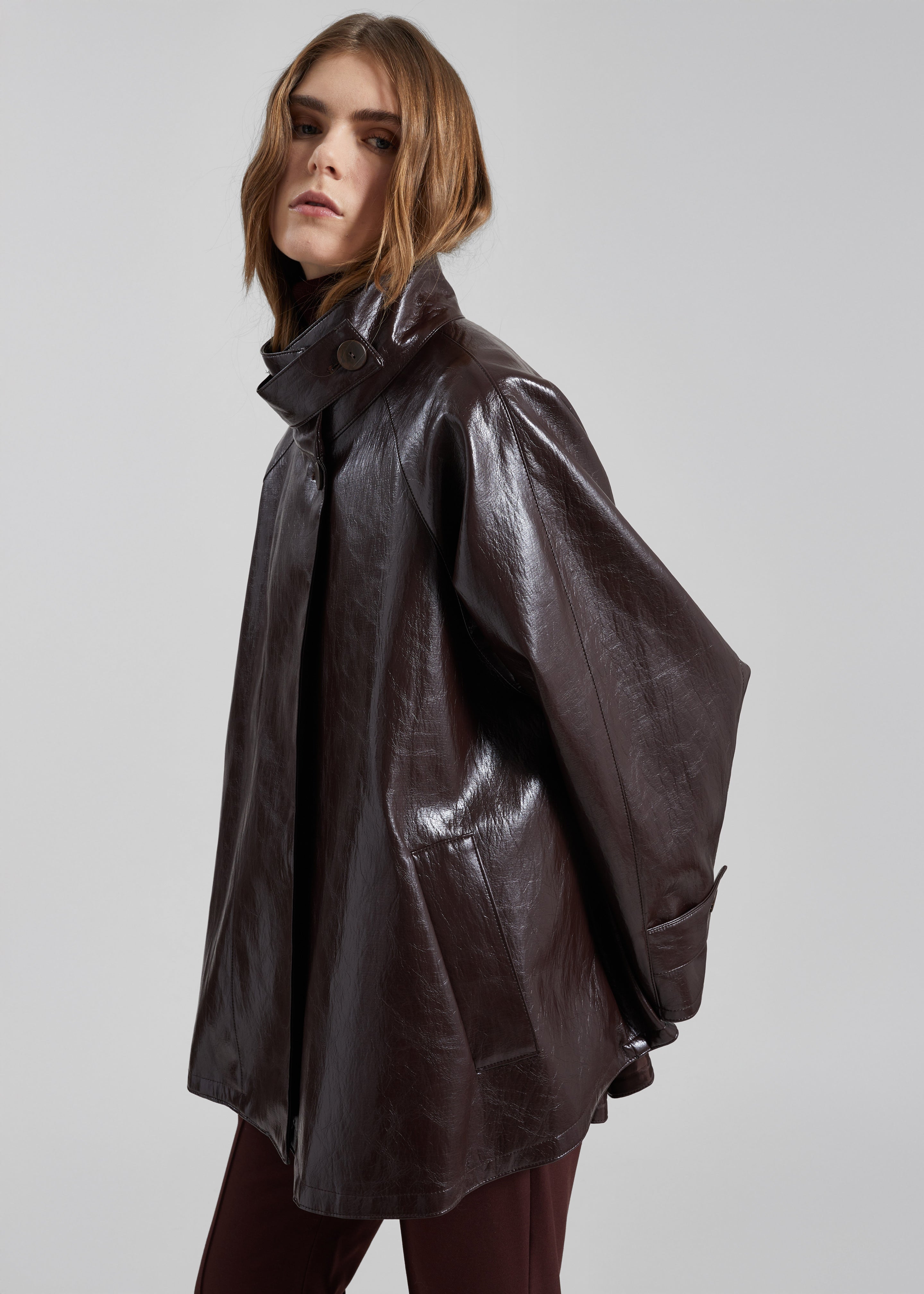 Dalaro Faux Leather Swing Jacket - Burgundy – The Frankie Shop