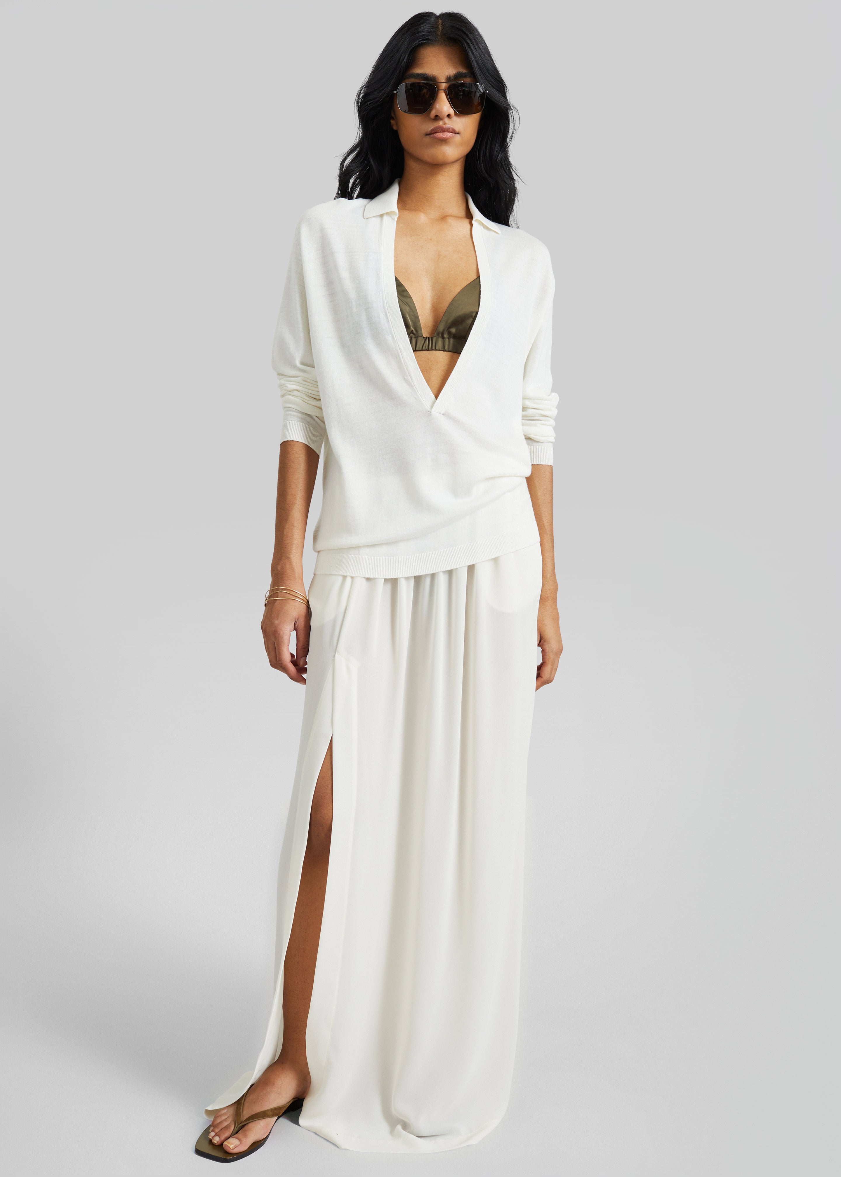 Elie Silk Fluid Maxi Skirt - Ivory – The Frankie Shop