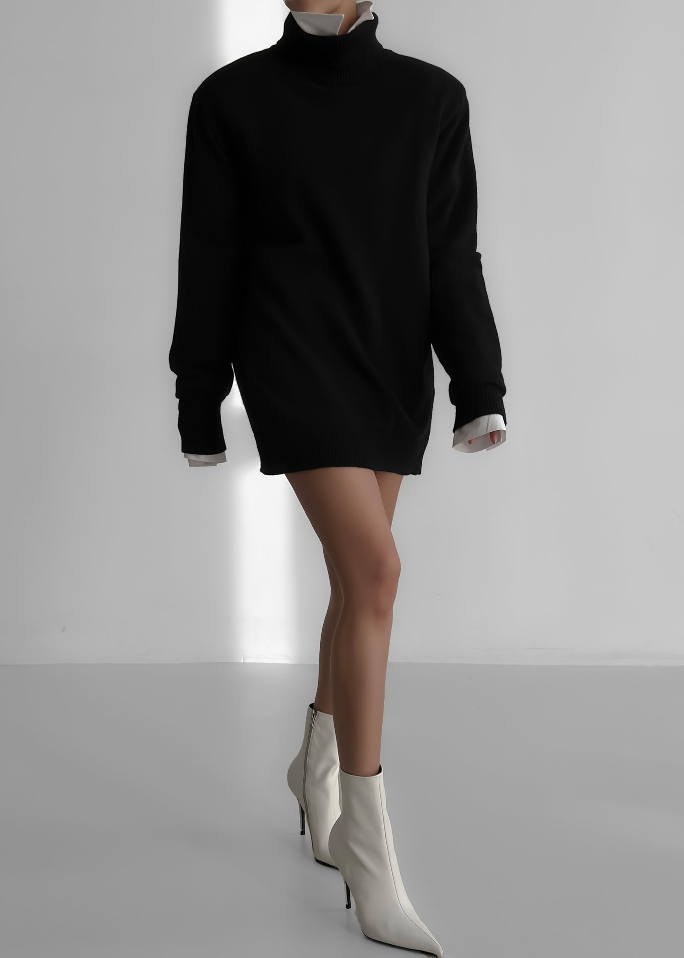 Emilia Mini Padded Sweater Dress - Black