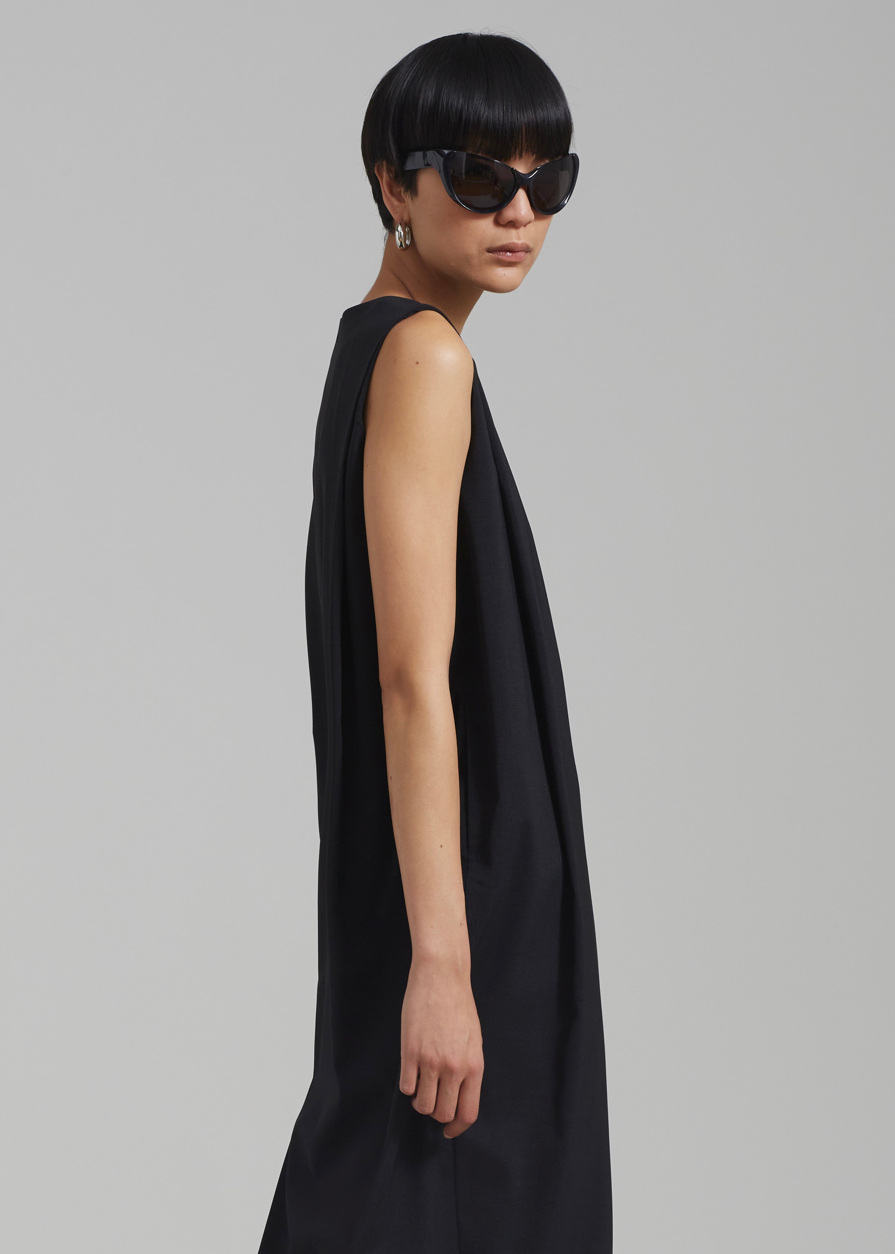 Eryn Sleeveless Pintuck Dress - Black - 3