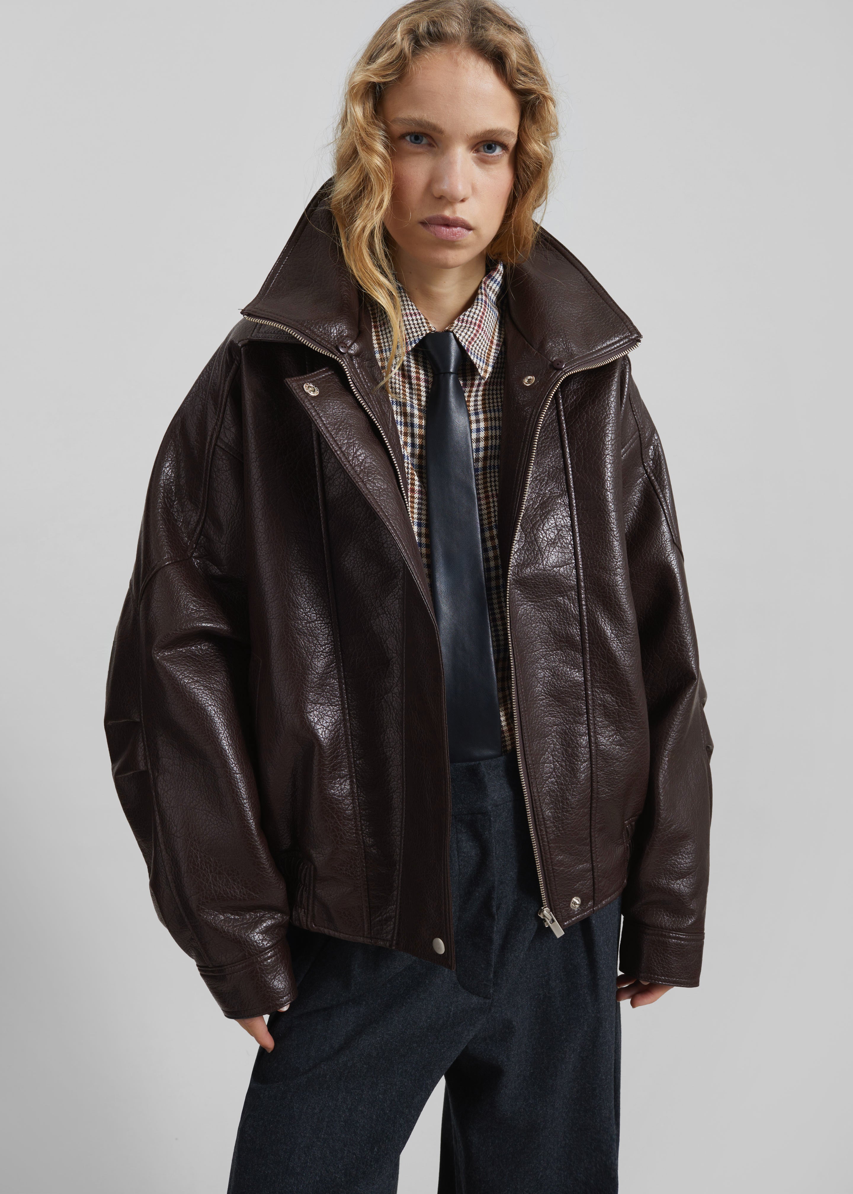 Gemonio Faux Leather Jacket - Brown – The Frankie Shop