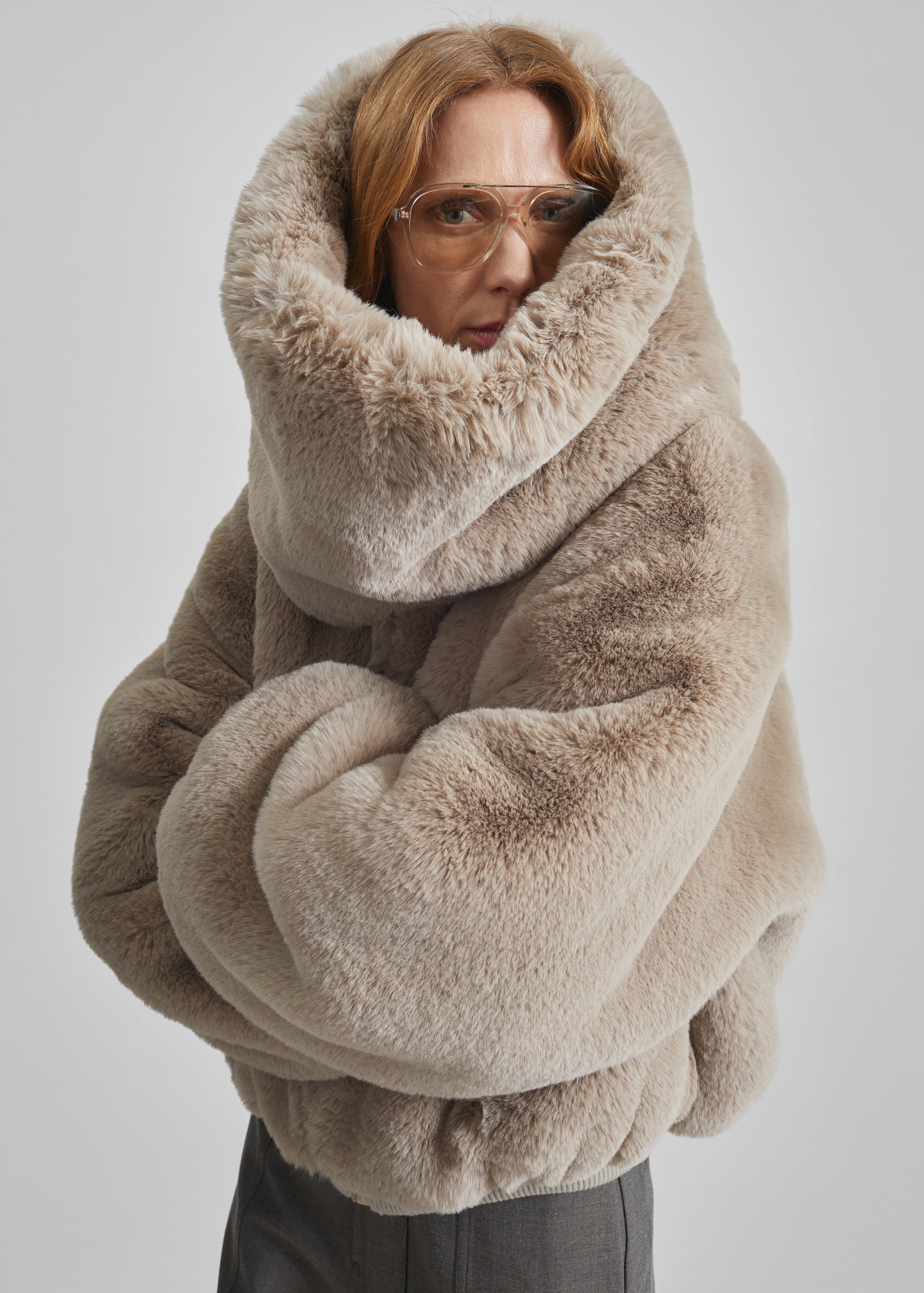 Ginevra Faux Fur Snood - Light Taupe – The Frankie Shop