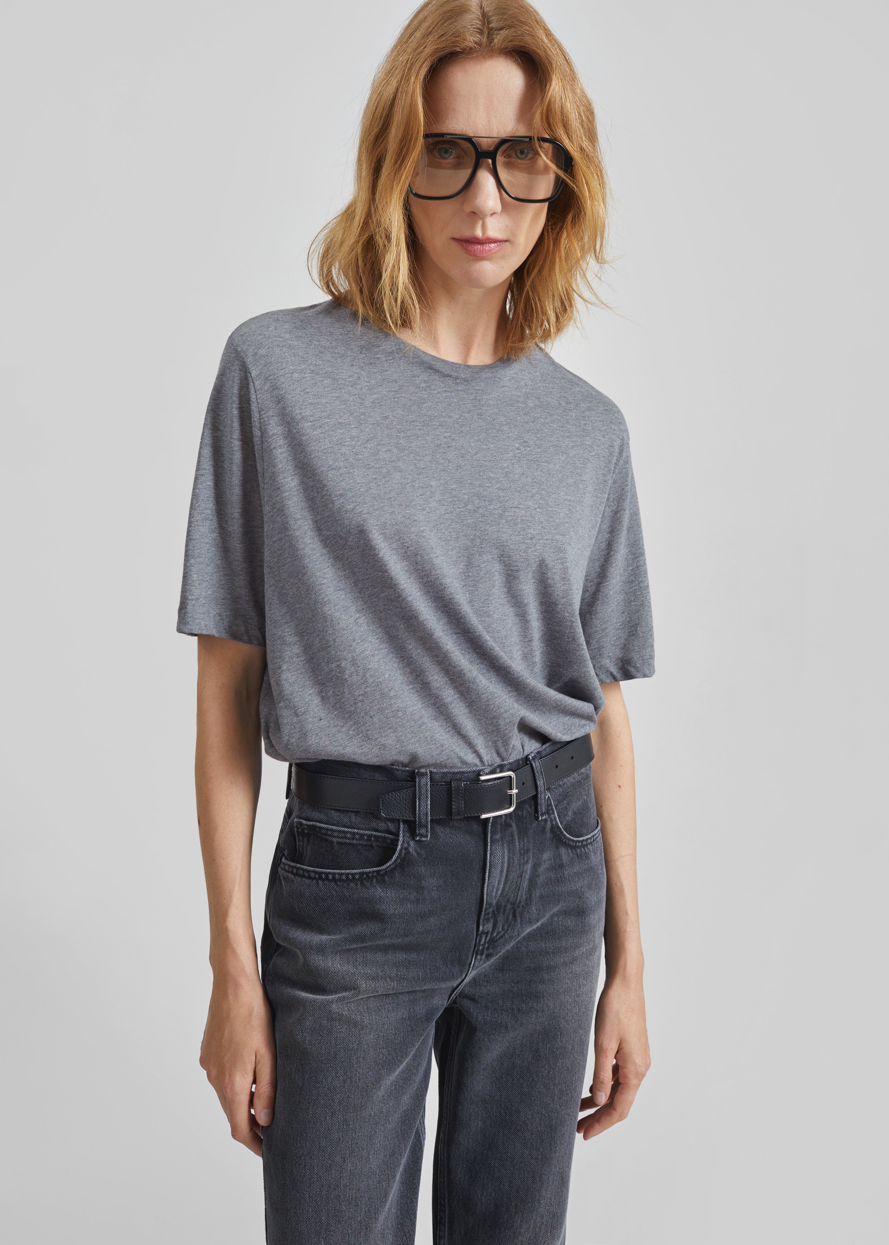Harper Soft Organic T-Shirt - Dark Grey Melange – The Frankie Shop