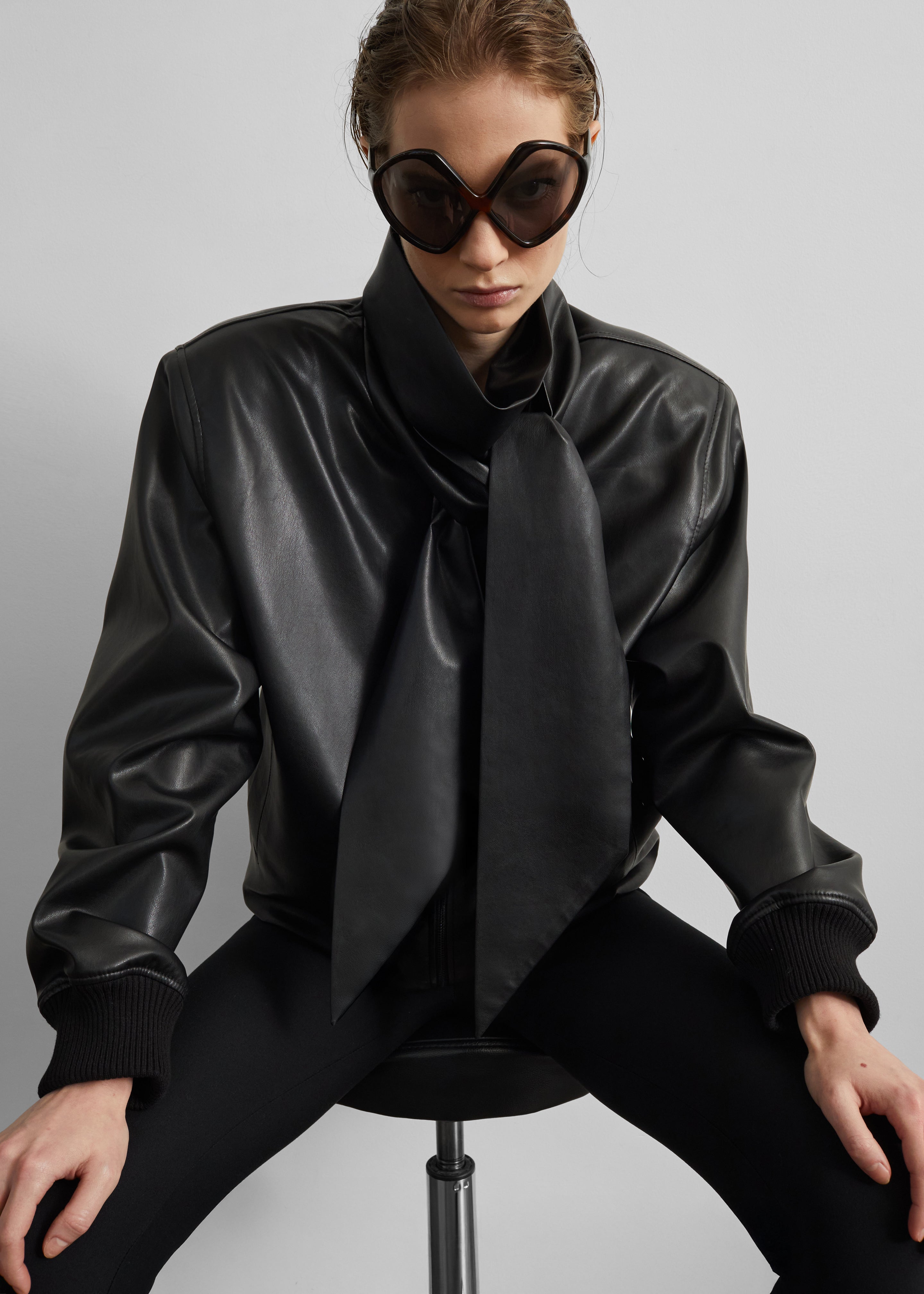 Hirson Faux Leather Scarf Jacket - Black – The Frankie Shop