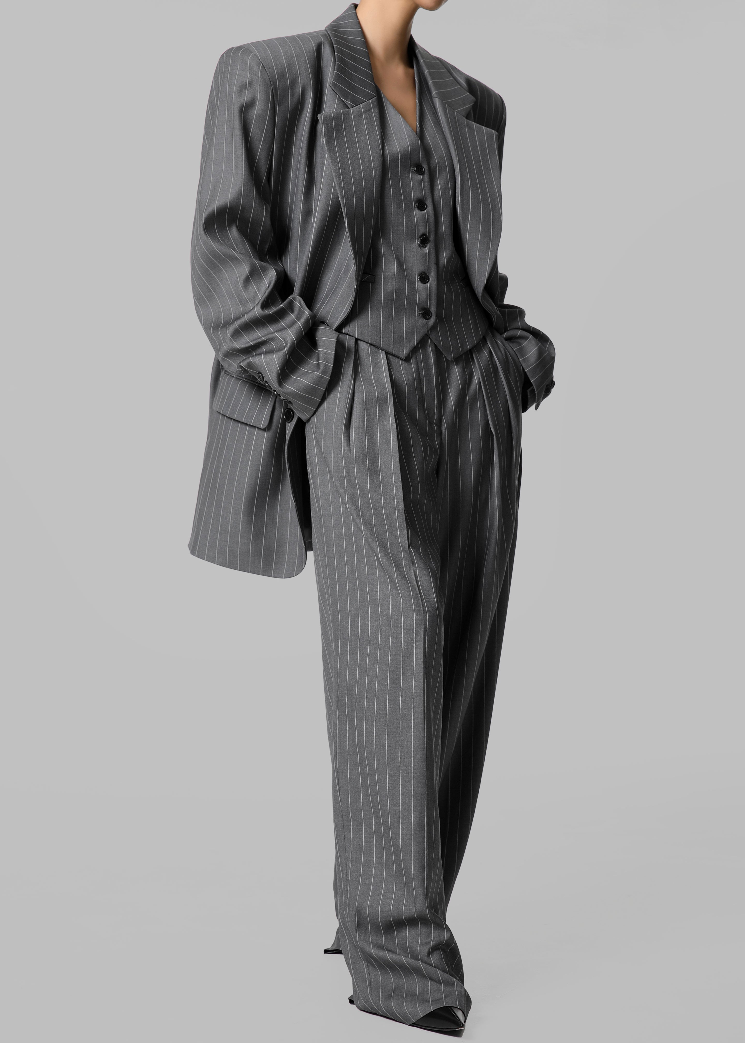 Holland Suit Vest - Charcoal/White Pinstripe - 9