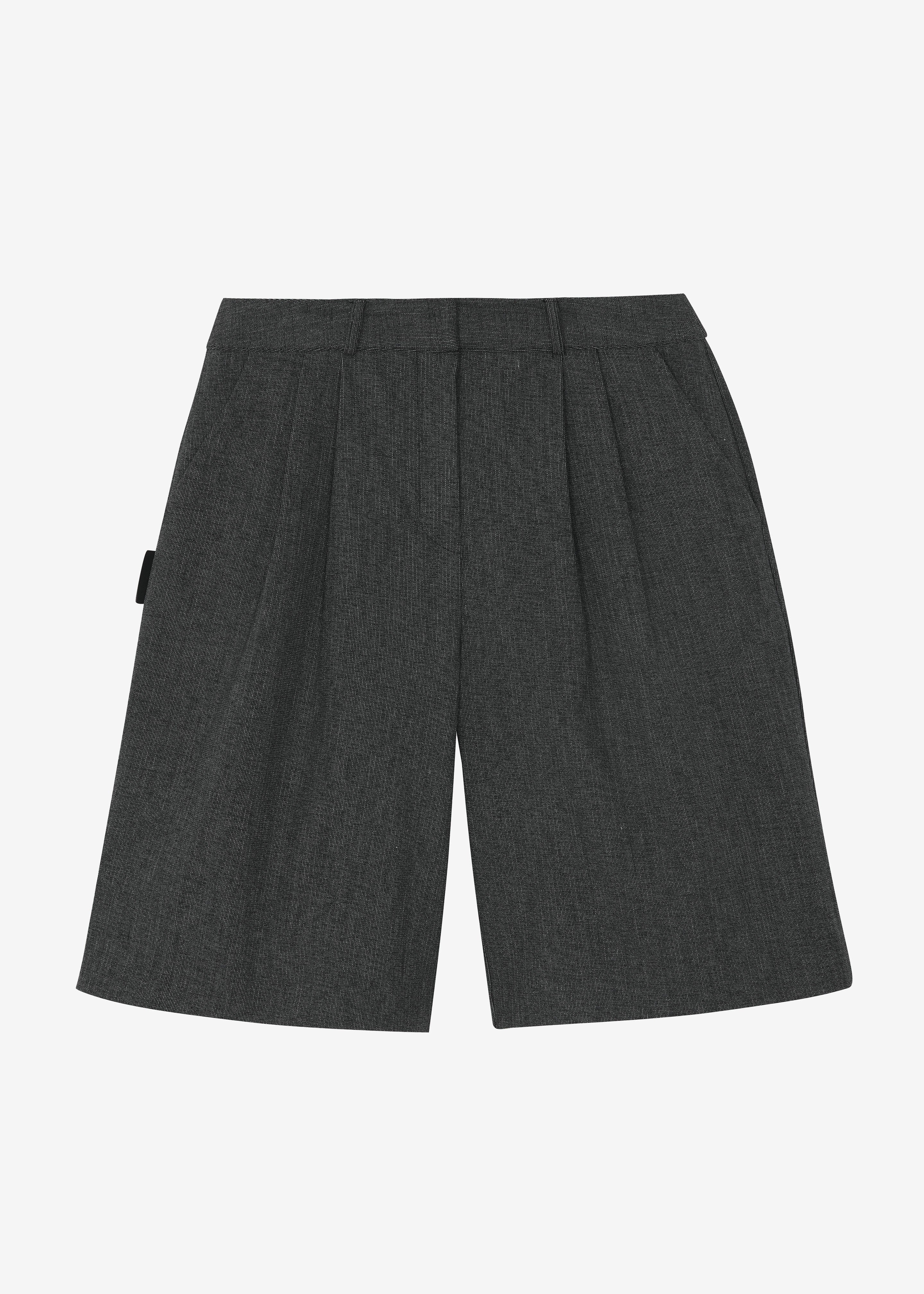 Isara Pleated Shorts - Dark Grey Melange - 11