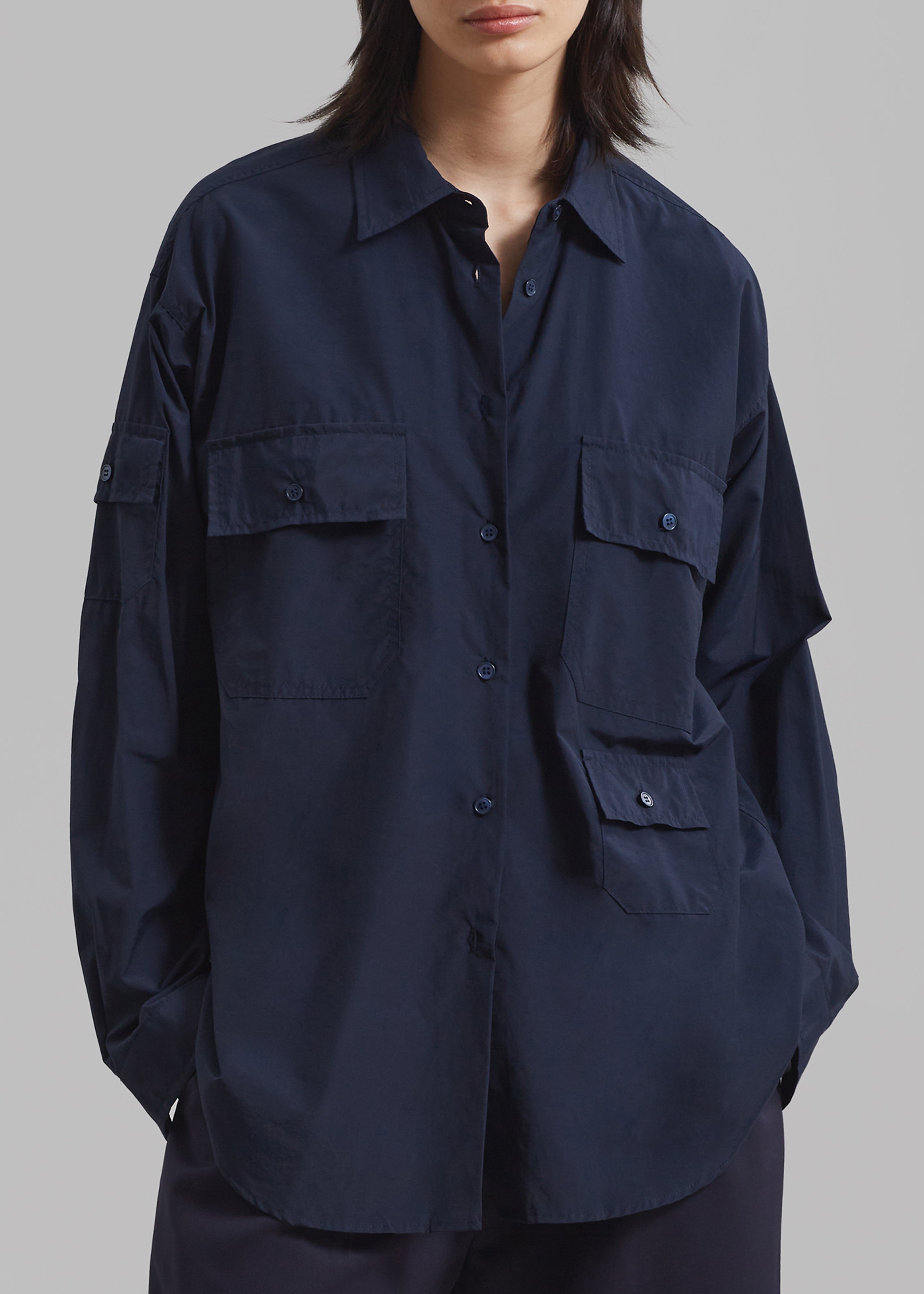 Jana Cargo Button Up Shirt - Navy - 5