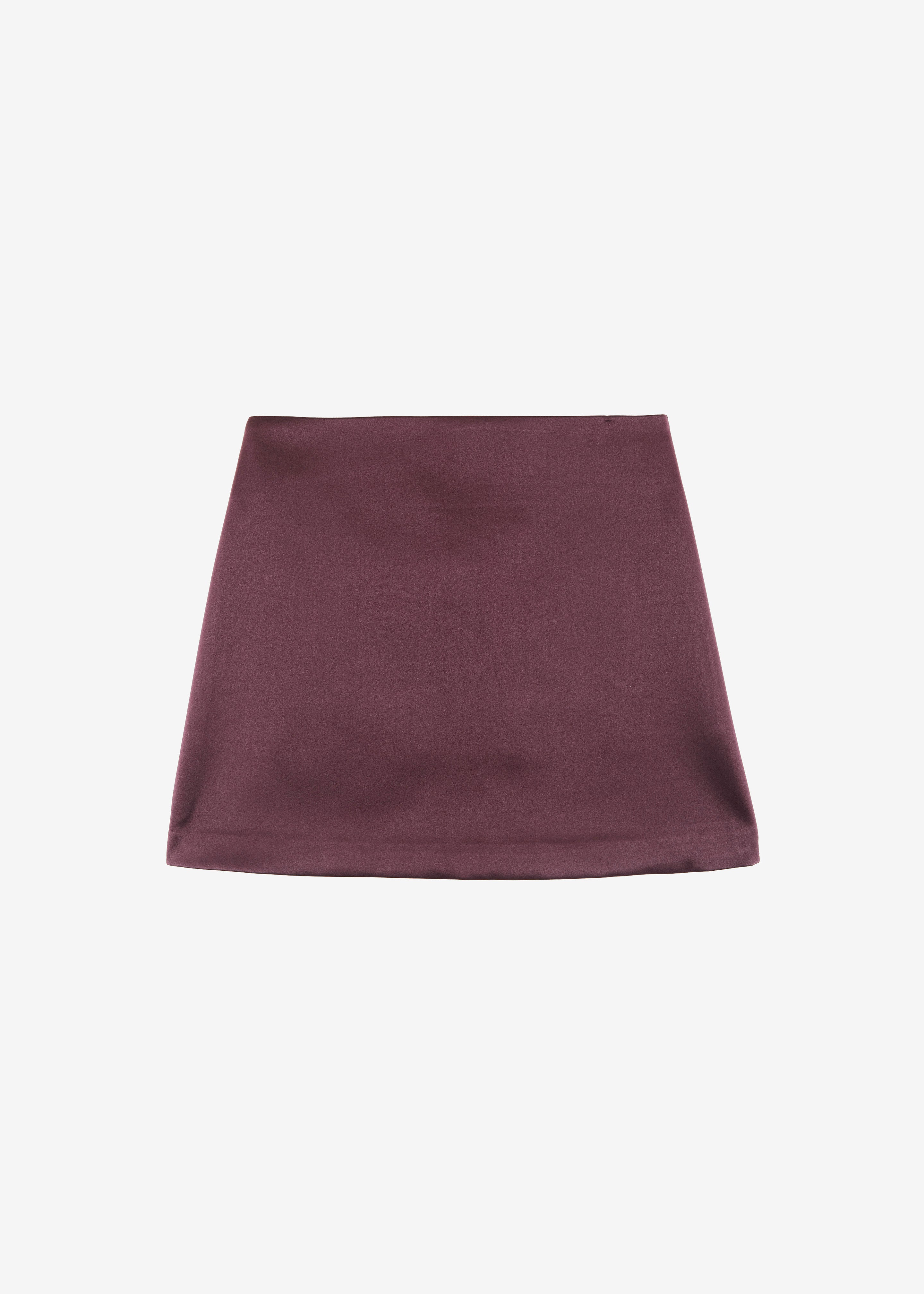 Jo Satin Mini Skirt - Burgundy - 9