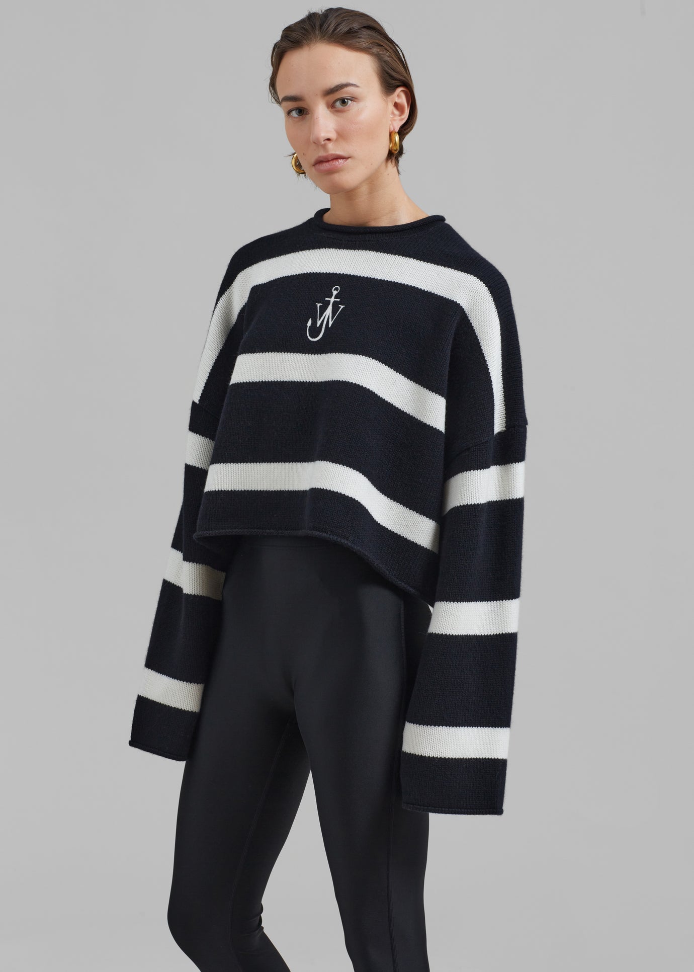 JW Anderson Cropped Anchor Jumper - Black/White