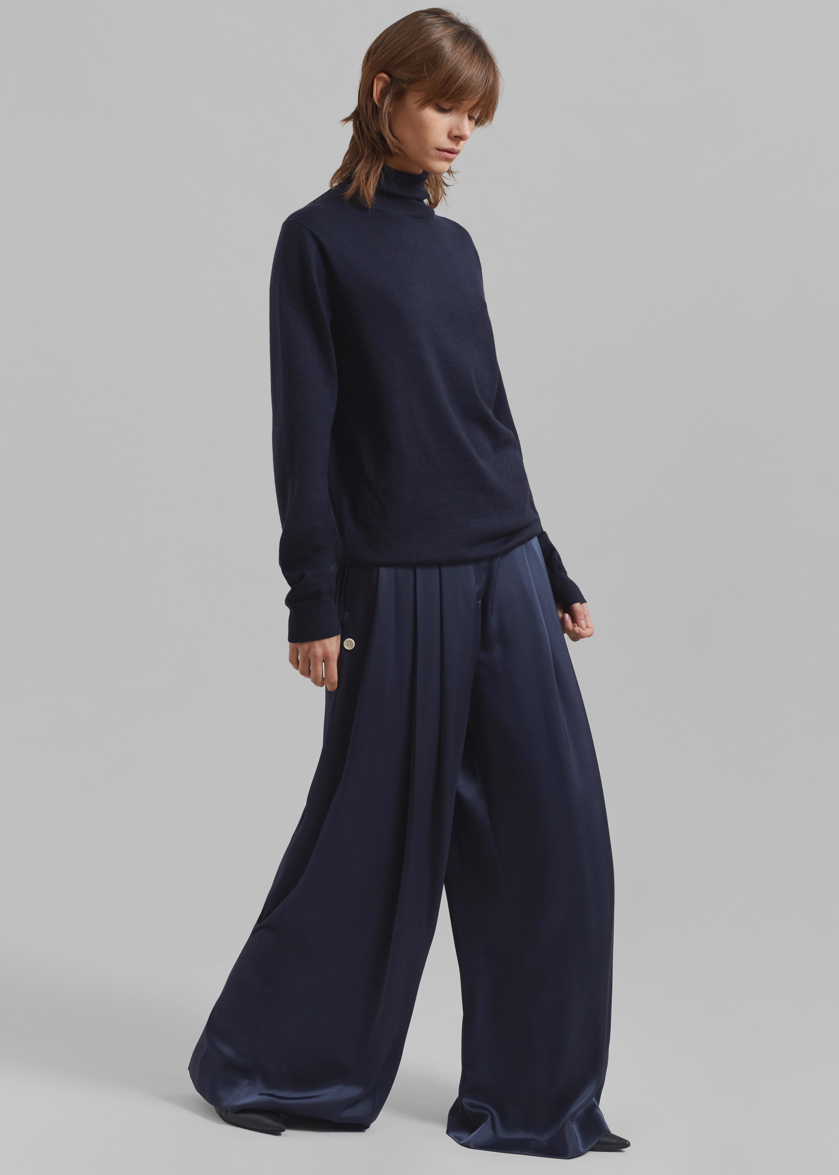 JW Anderson Crossover Strap Wide Leg Trousers - Navy – The Frankie Shop