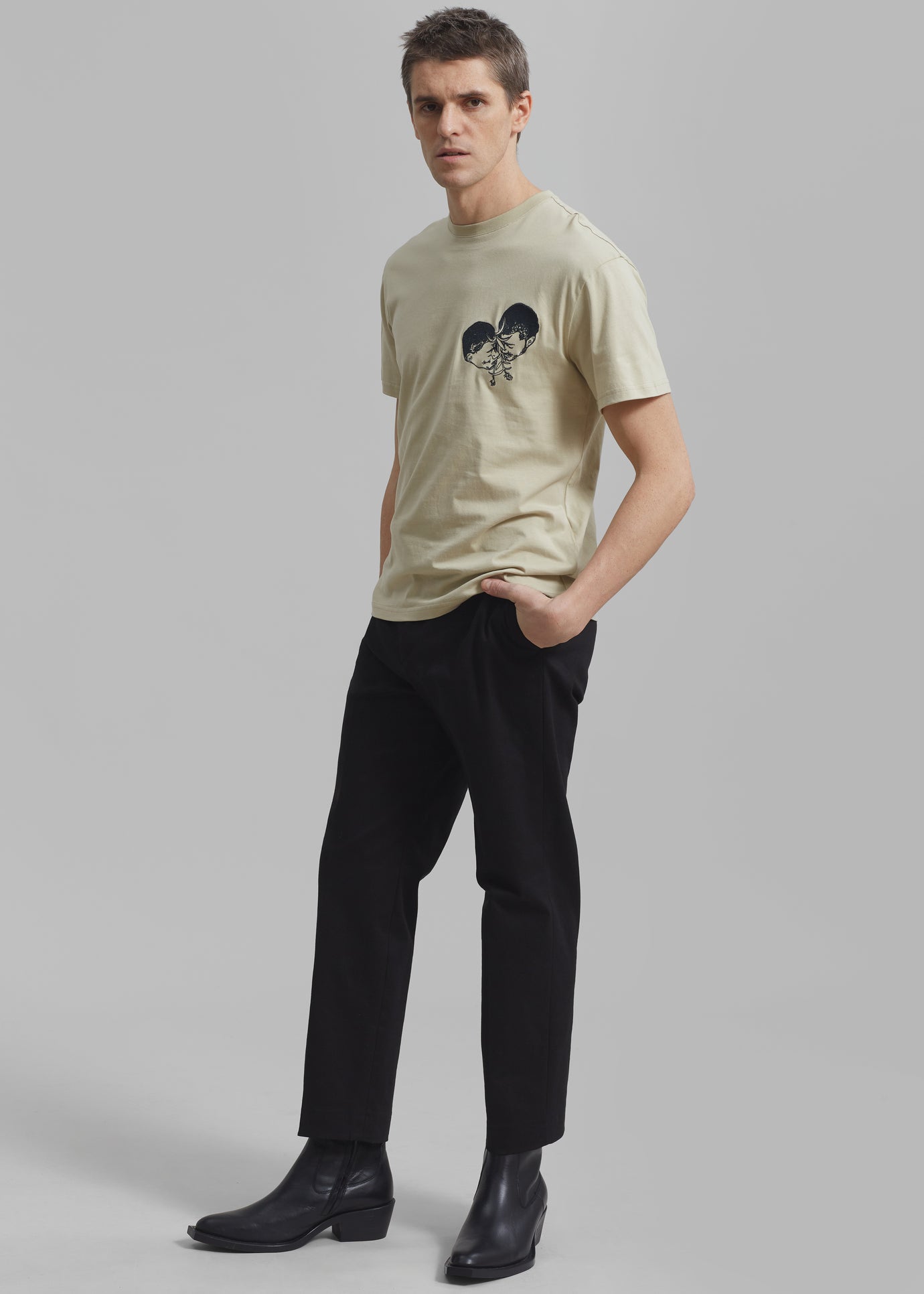JW Anderson Polo Couple Embroidery T-Shirt - Beige