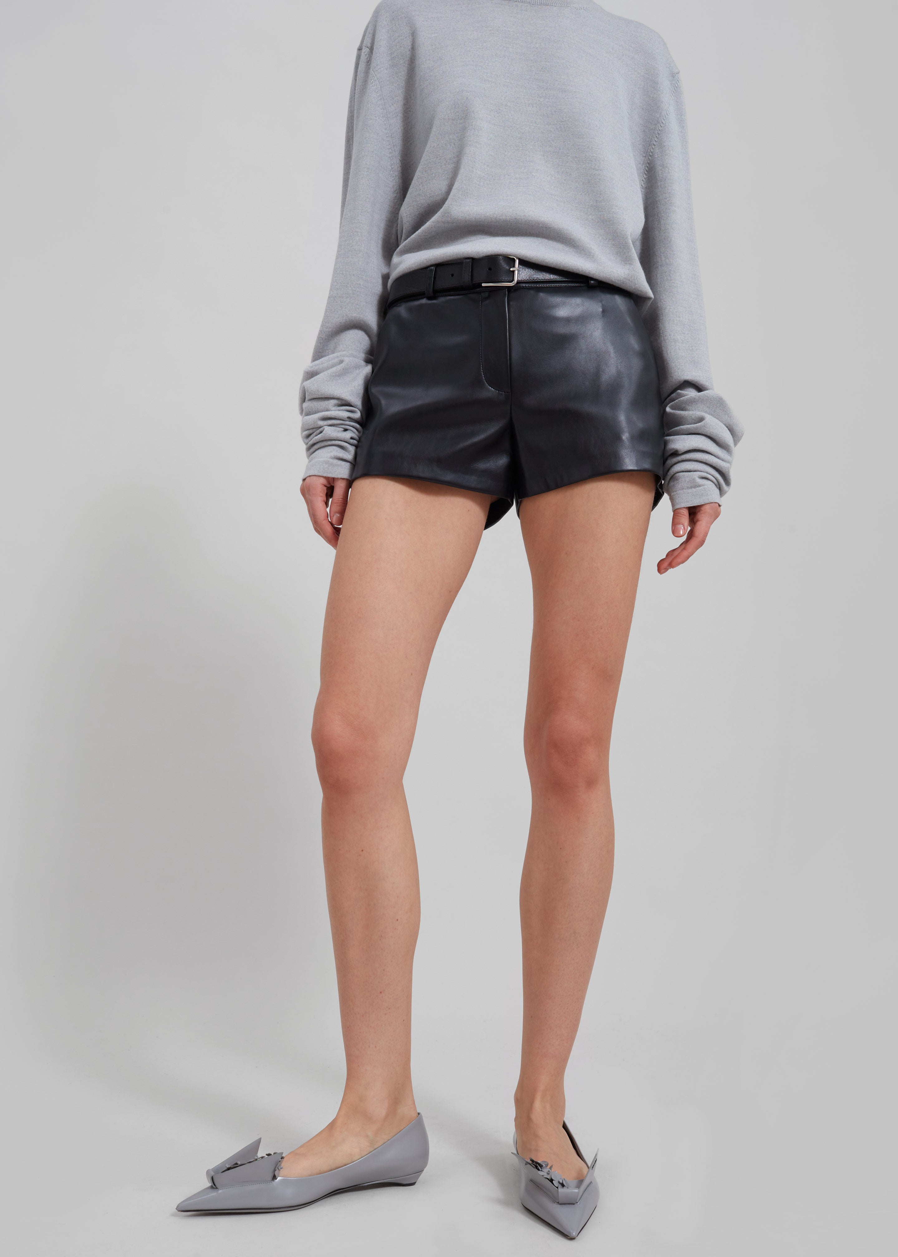 Kate Faux Leather Shorts - Black - 7