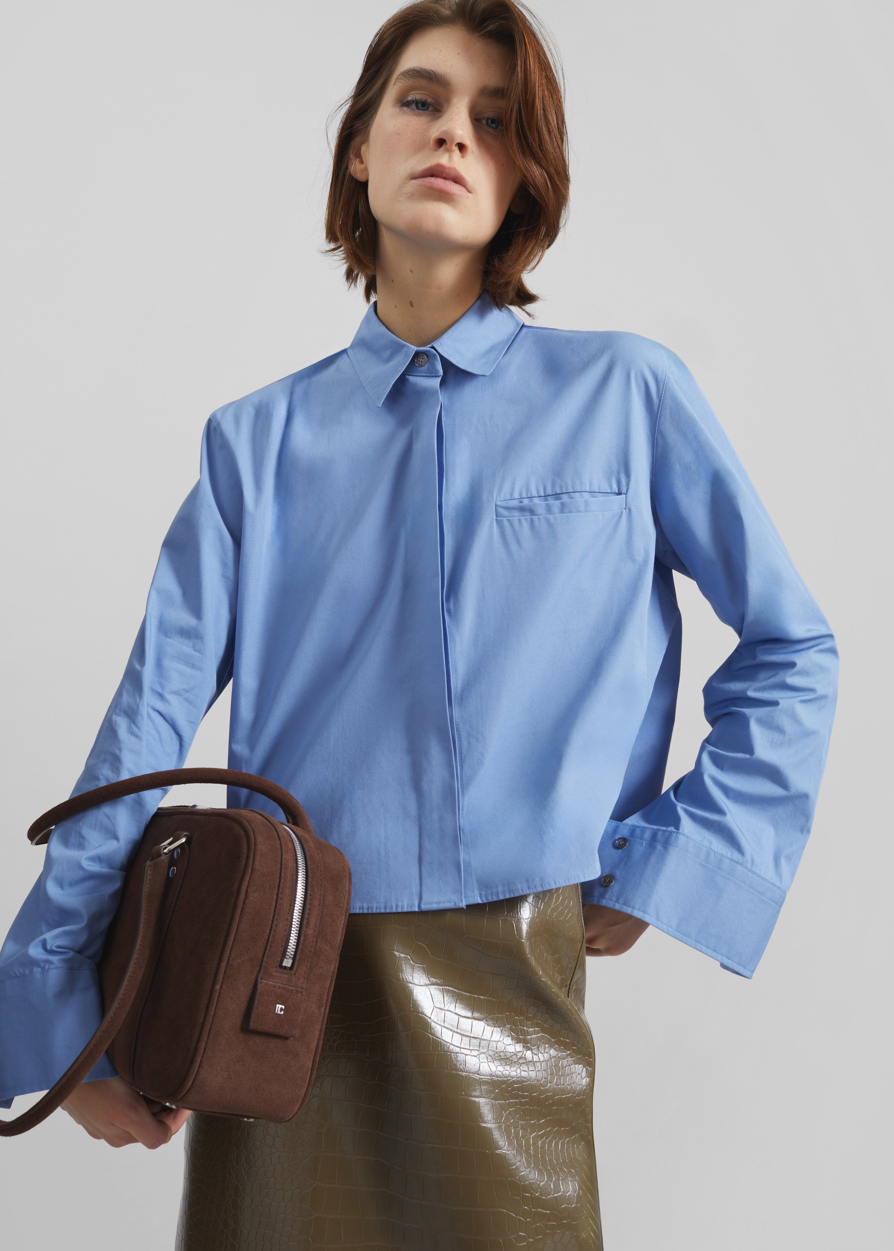 Kniva Cropped Shirt - Blue – The Frankie Shop