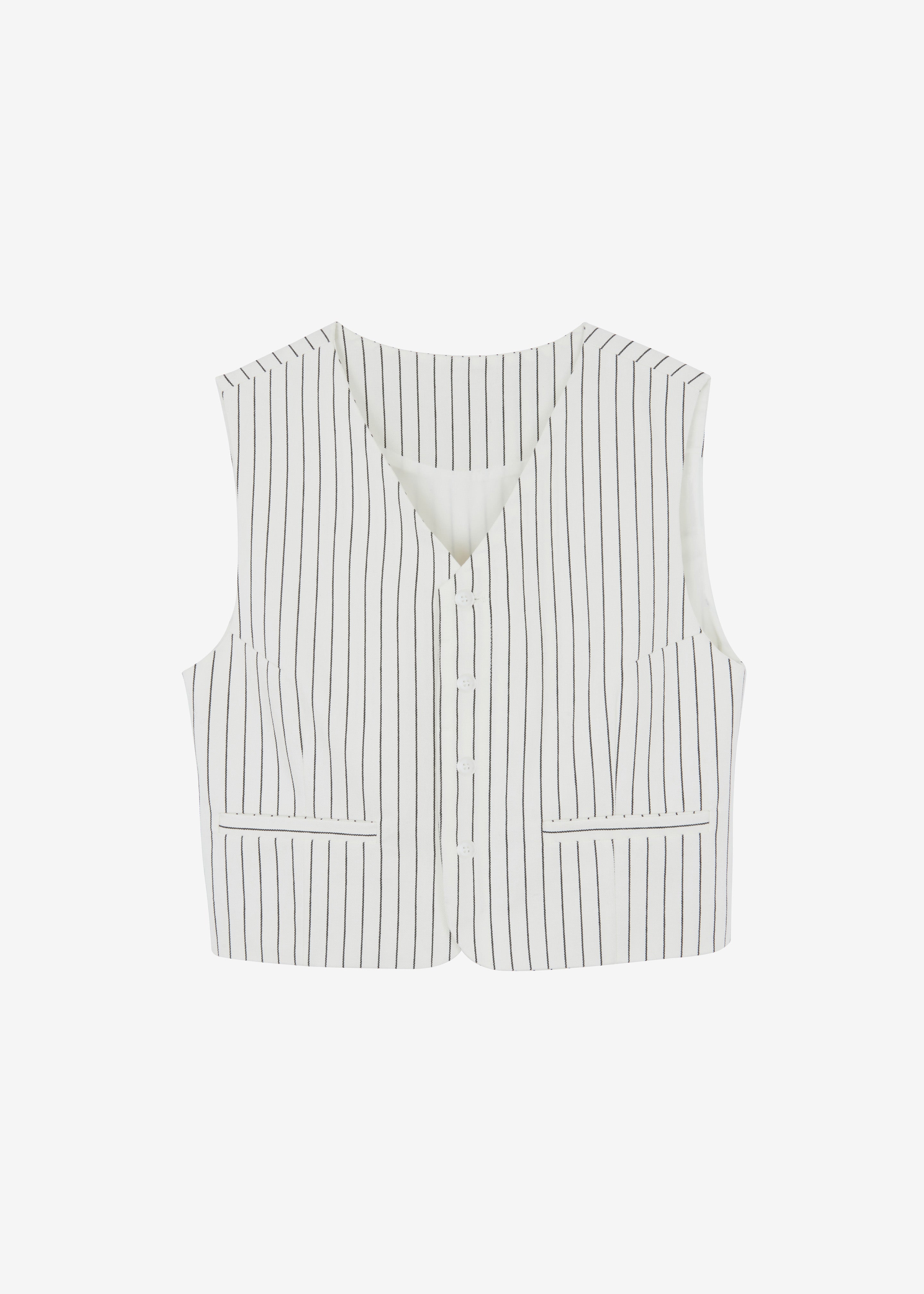 Landry Vest - White/Black Stripe - 8