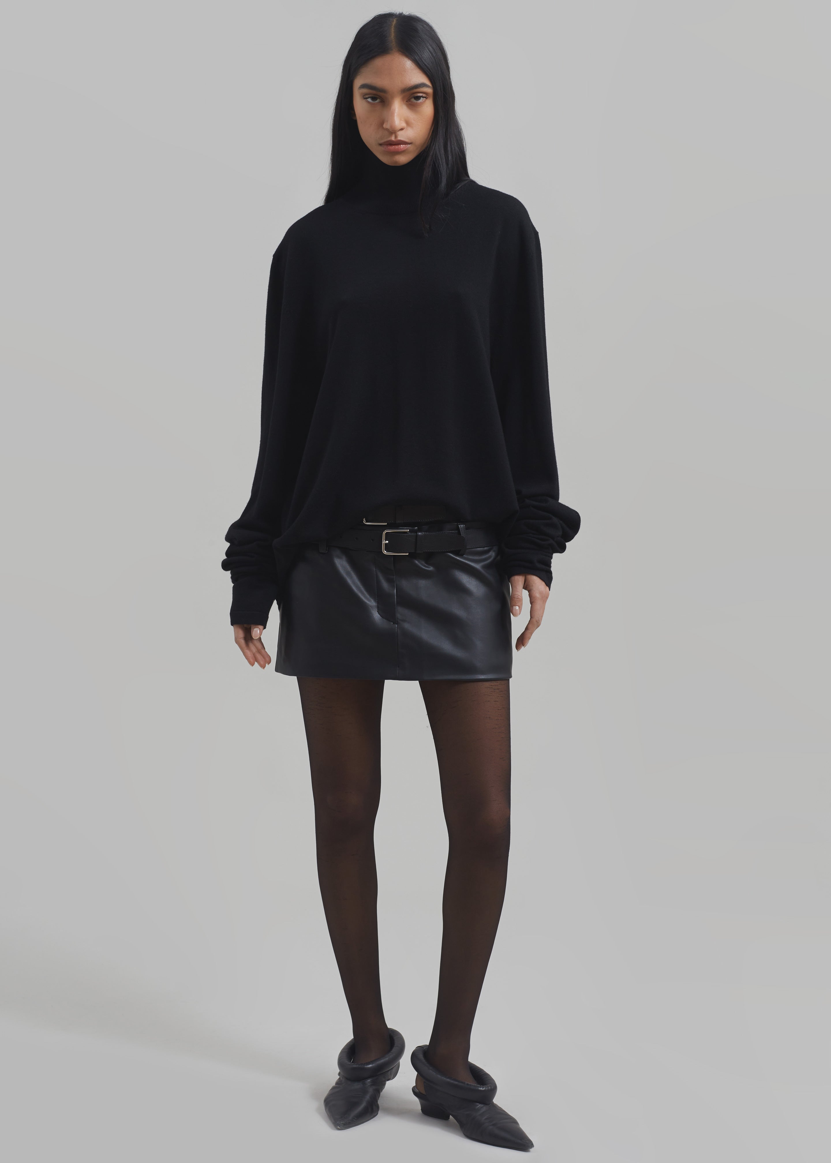 THE FRANKIE SHOP Mary croc-effect faux leather mini skirt