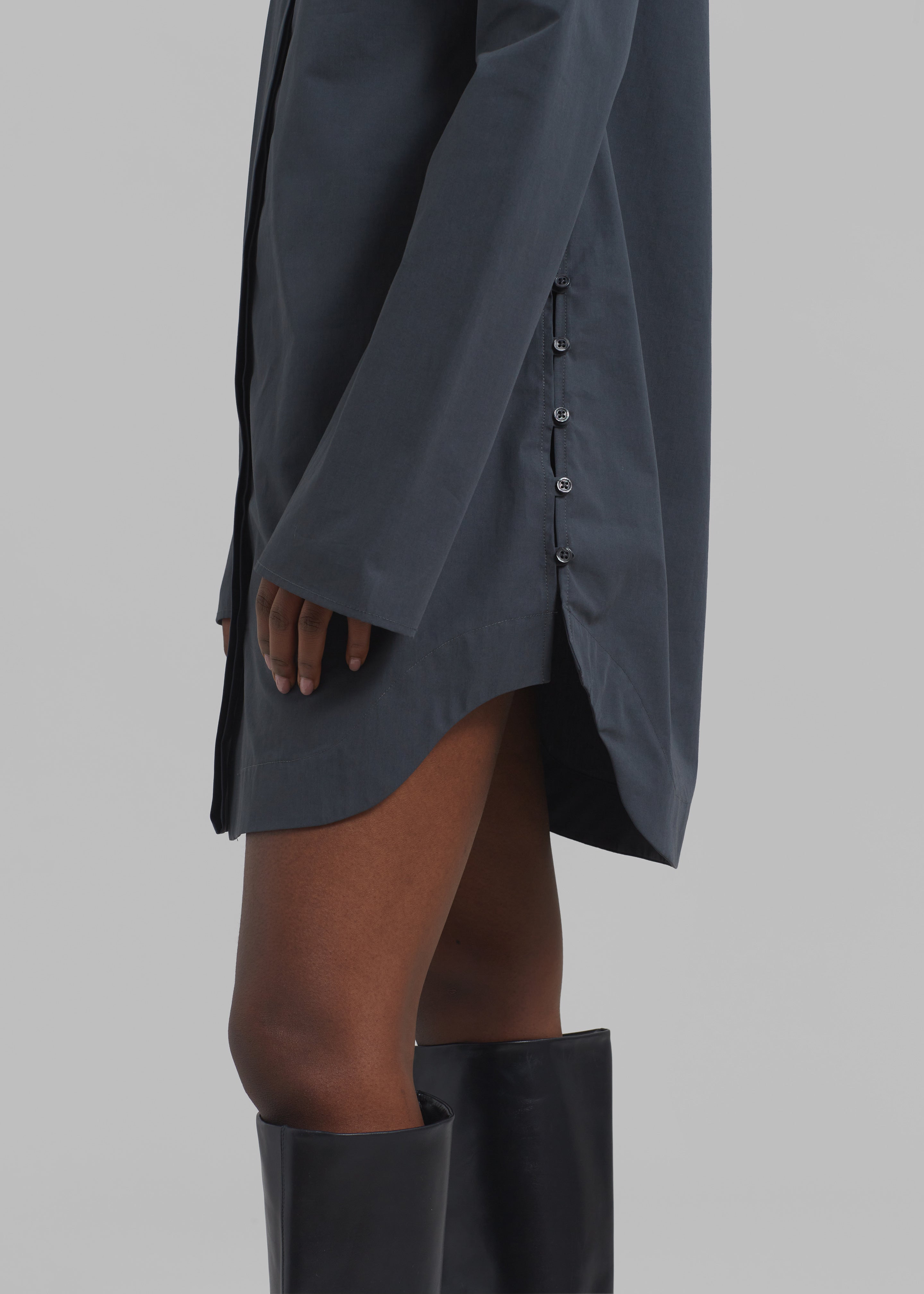 Loulou Studio Eknath Poplin Shirt Dress - Iron Grey - 5