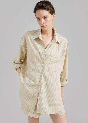 Lui Oxford Shirt - Pale Yellow/Black Stripe